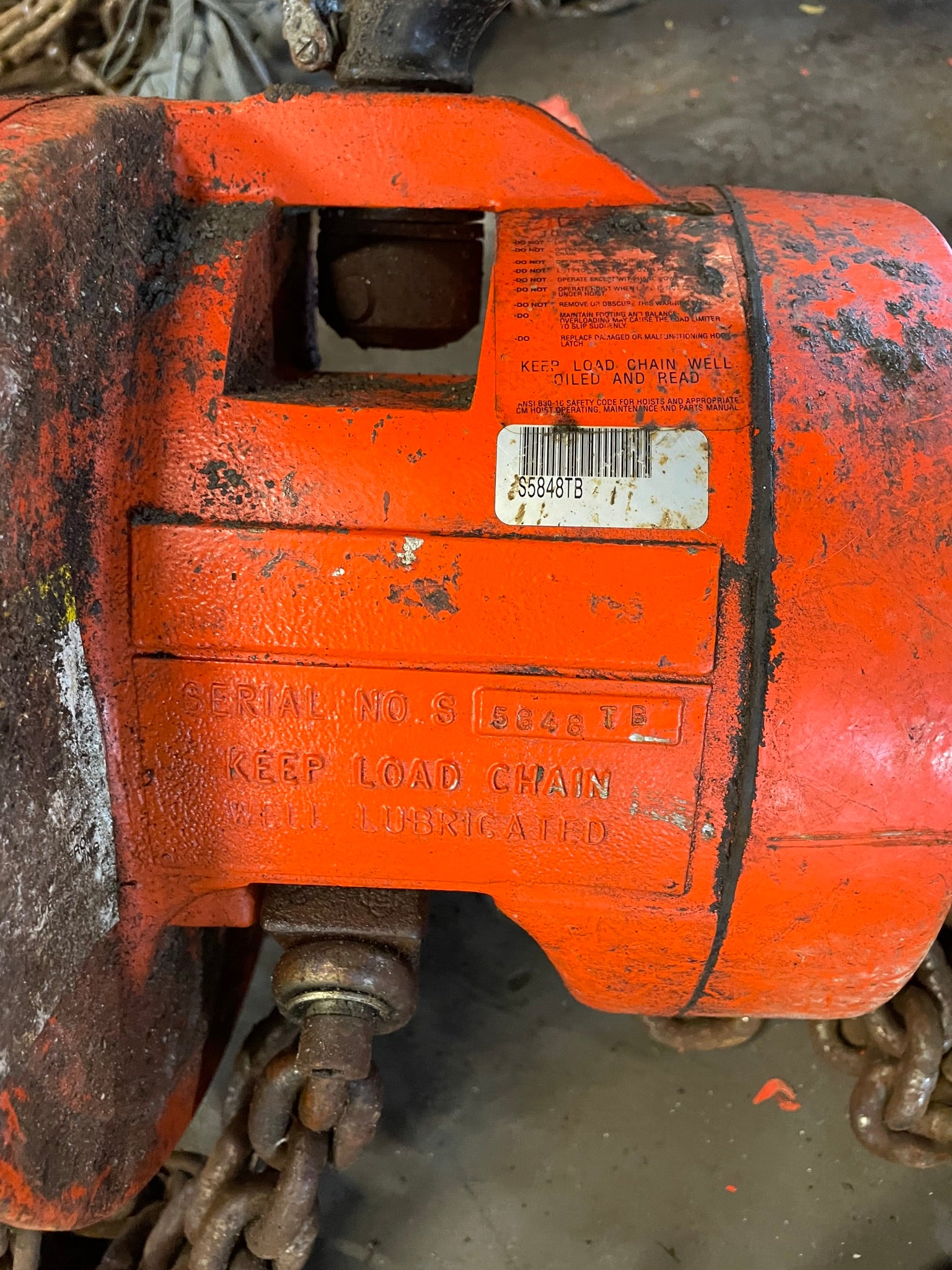 CM Cyclone 2 Ton Manual Chain Fall Hoist with Load Limiter S5848TB