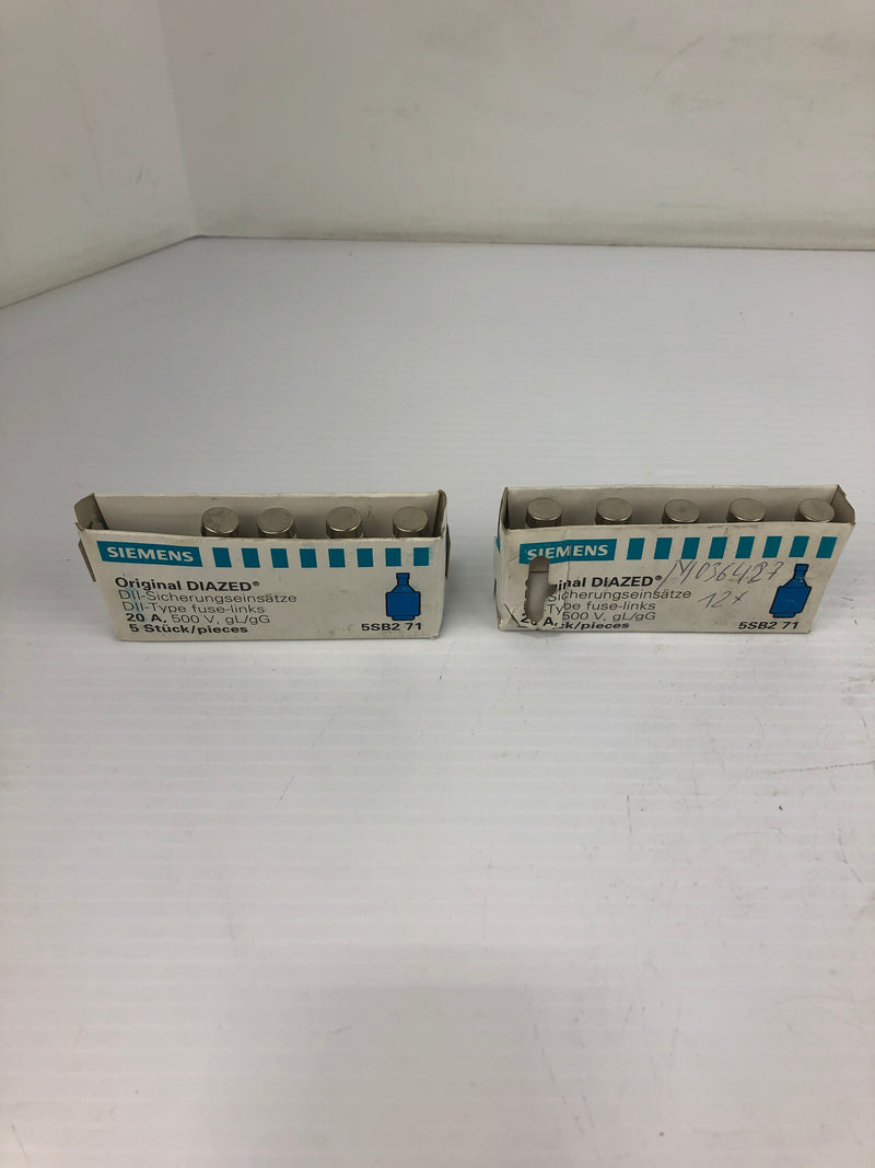 Siemens 5SB271 Ceramic Bottle Fuse 20A 500V 5SB2 71 - Lot of 9