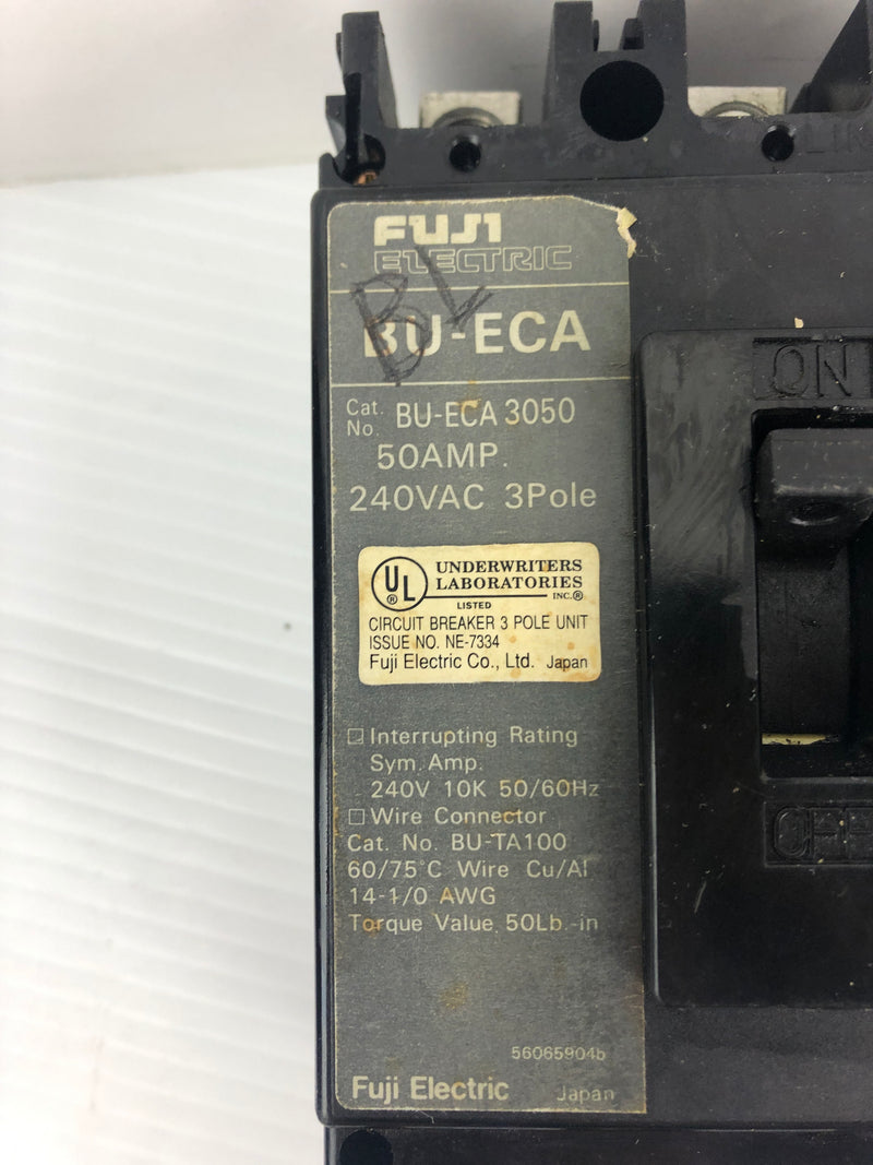 Fuji Electric BU-ECA 3050 Circuit Breaker 240VAC 50A 3P