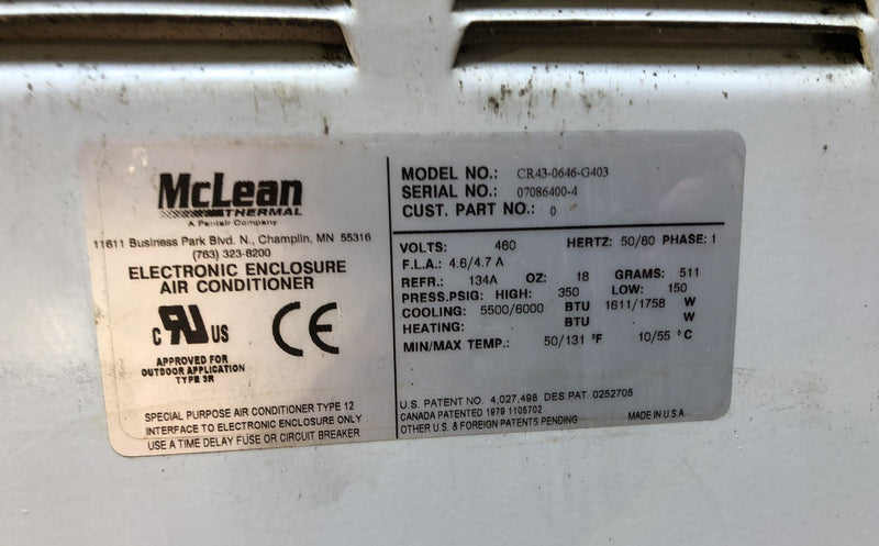 McLean CR43-0646-G403 Air Conditioner 07086400-4 Thermal Electronic Enclosure