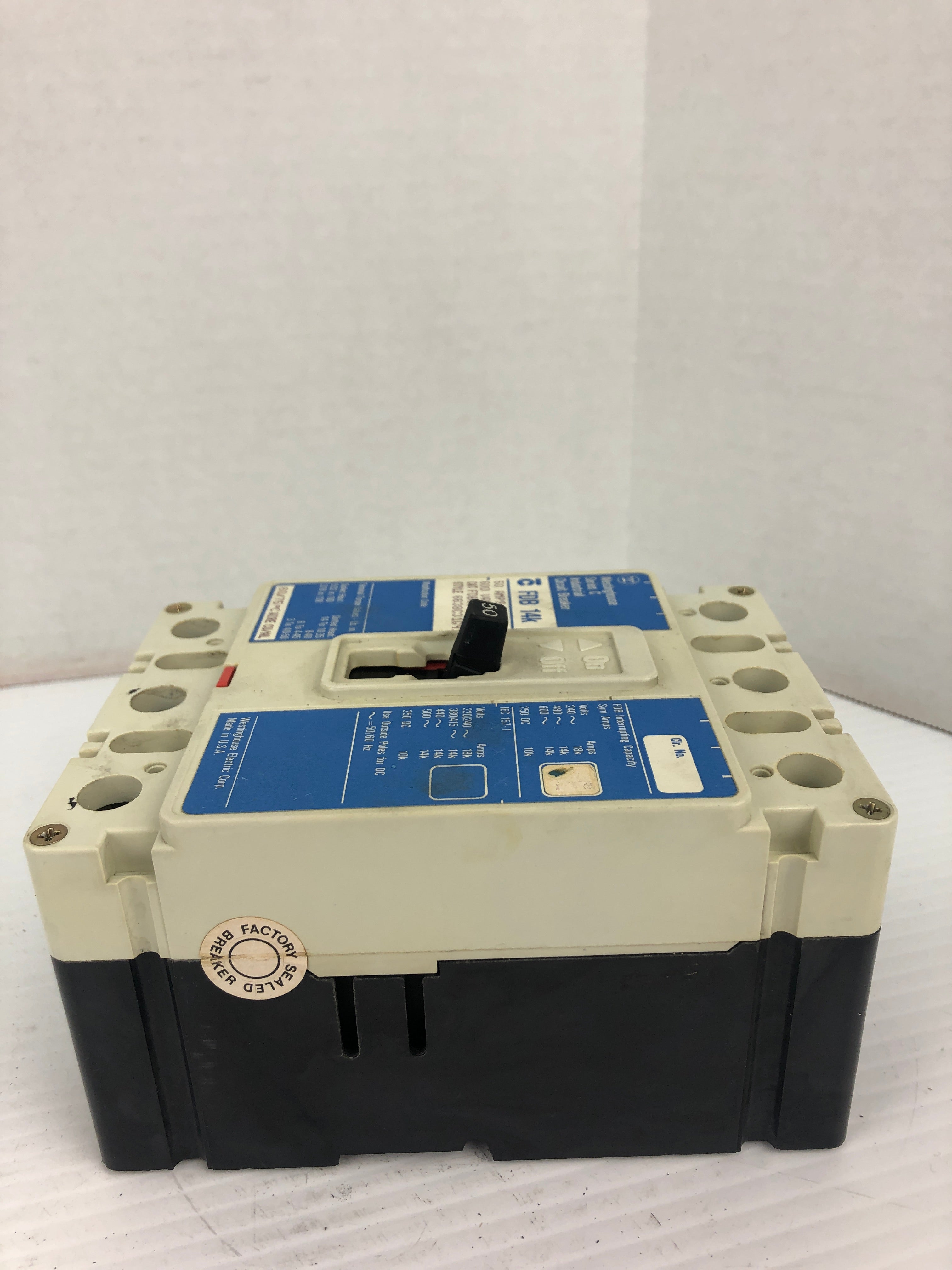 Westinghouse FDB 14K Industrial Circuit Breaker Series C 50A 600VAC 3P FDB3050L