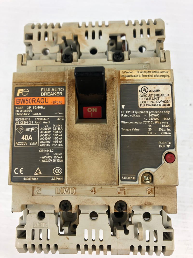 Fuji Electric BW50RAGU 3P040 Auto Circuit Breaker 40A