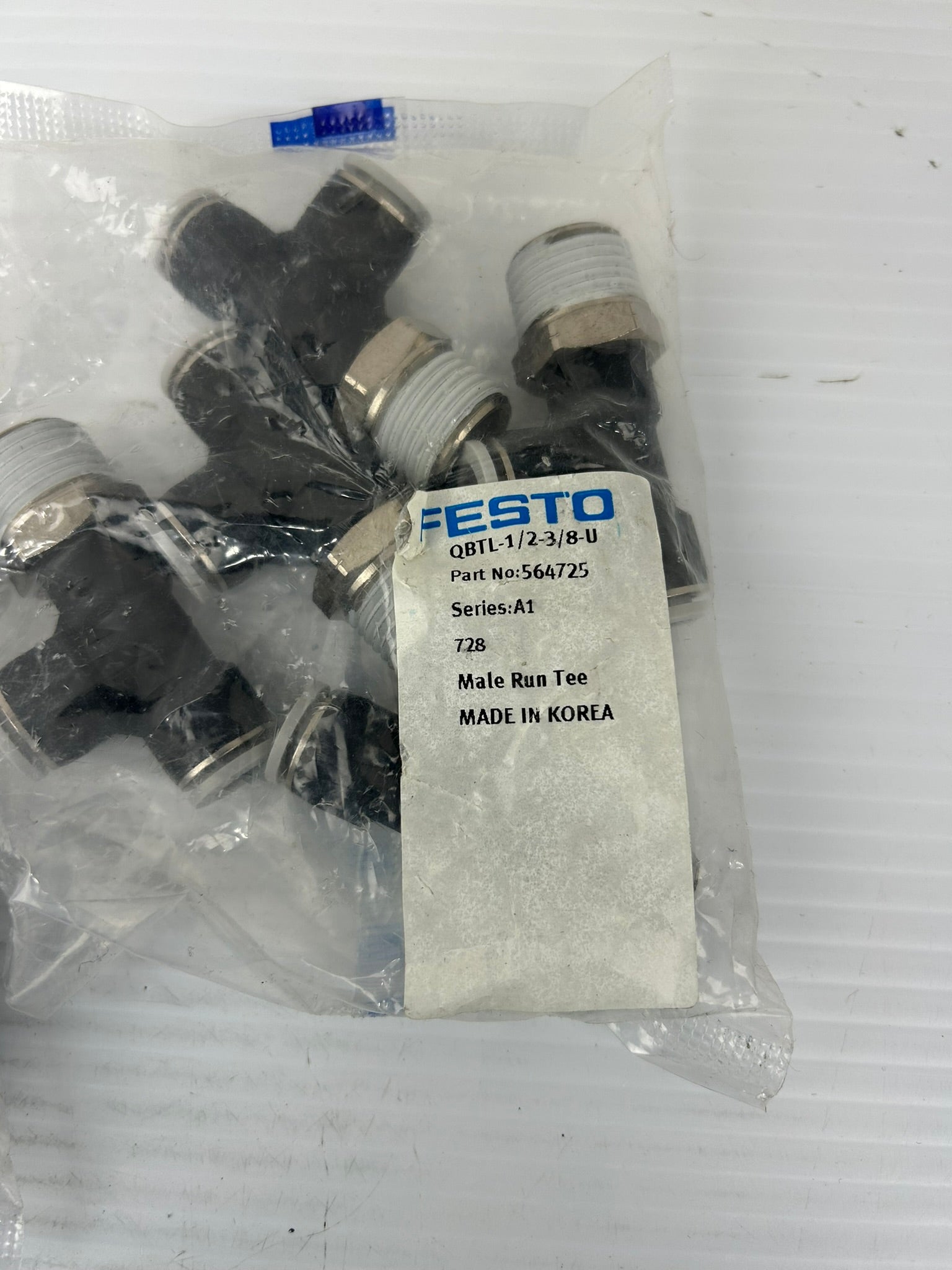 Festo QBTL-1/2-3/8-U Fitting 564725 Series A1 Male Run Tee - Lot of 10