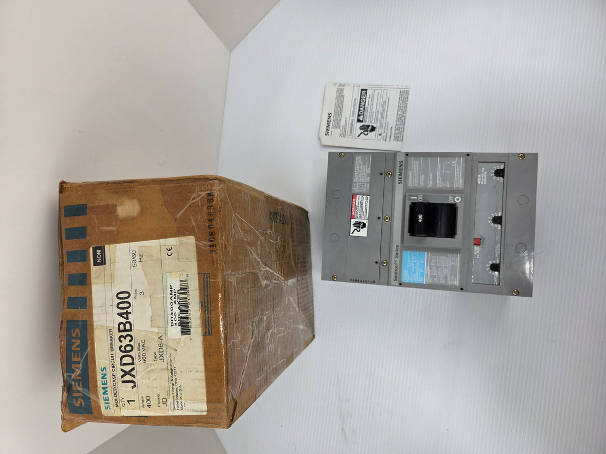 Siemens JXD63B400 Sentron 400A 3-Pole 600V JXD6-A Molded Case Circuit Breaker