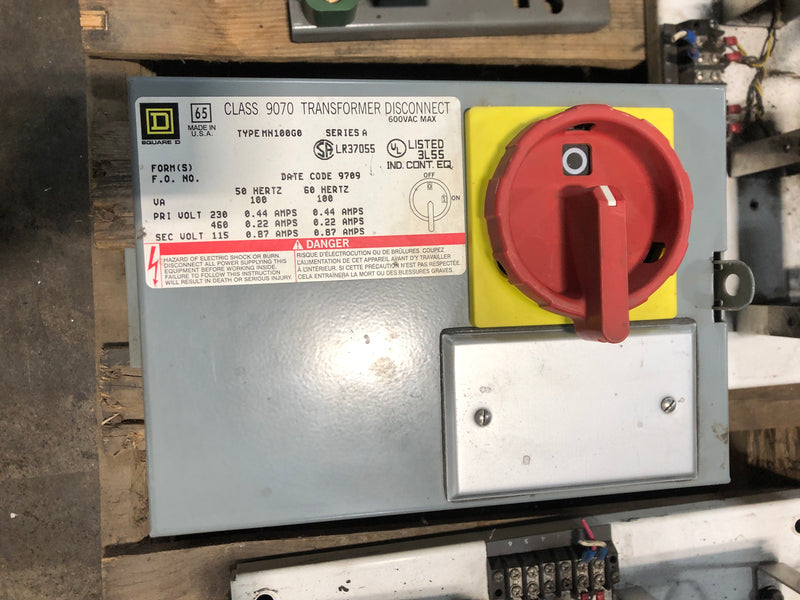 Square D MN100G0 Transformer Disconnect Switch Series A Class 9070