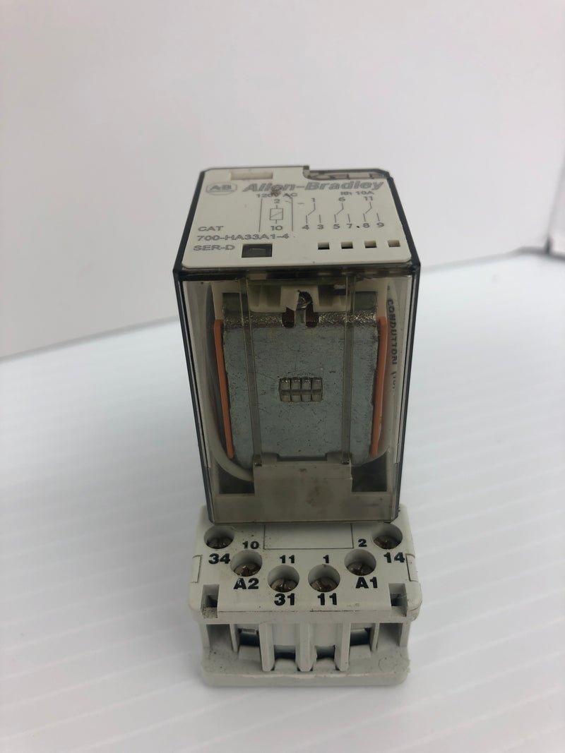 Allen-Bradley 700-HA33A1-4 Relay Ser. D With 700-HN101 Base Ser. C - Lot of 2