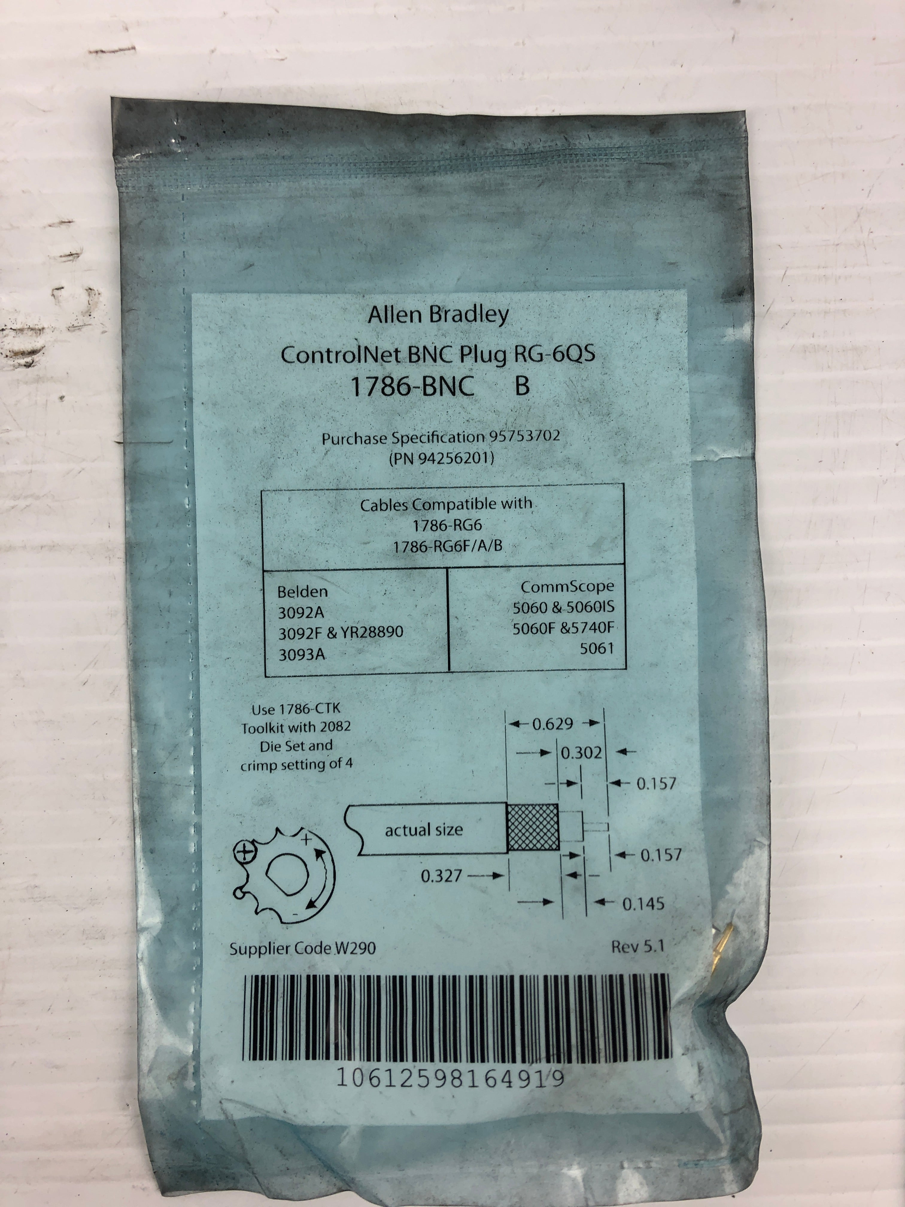 Allen Bradley 1786-BNC ControlNet BNC Plug RG-6QS Series B - Lot of 8