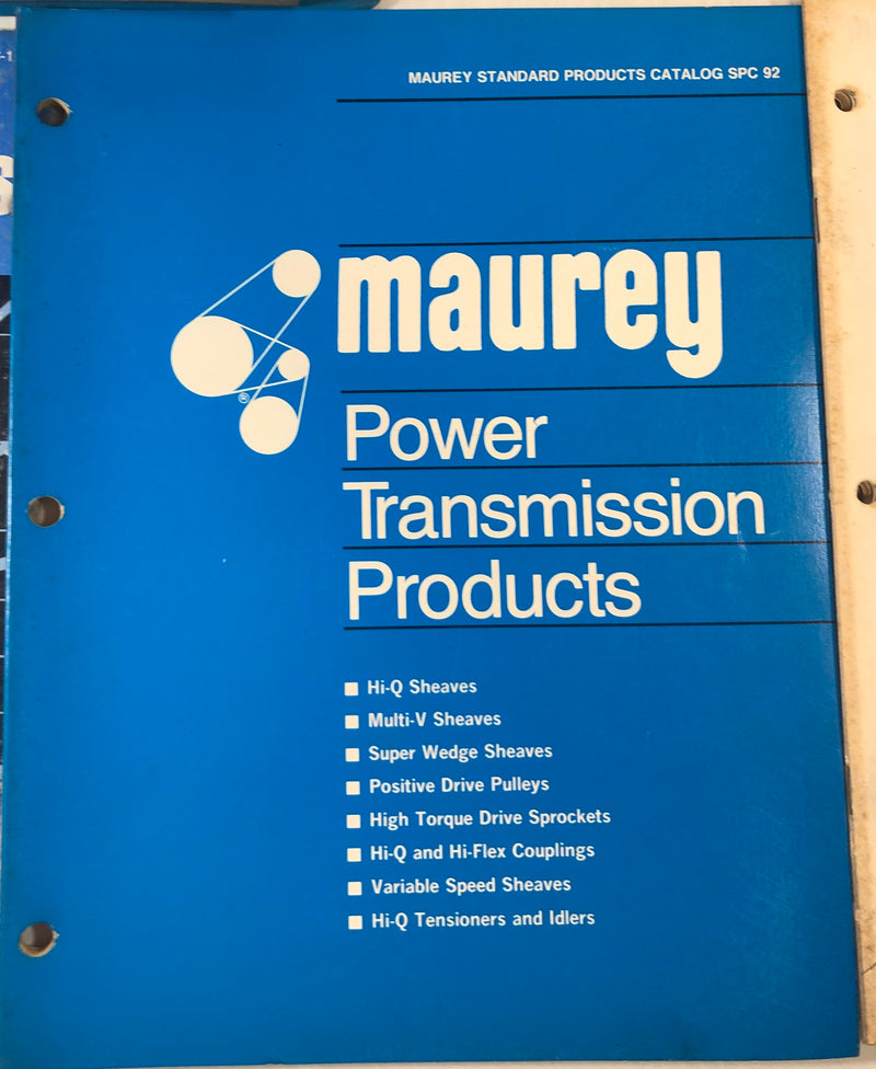 Maury Standard Products Catalog Power Transmission Catalog Lot