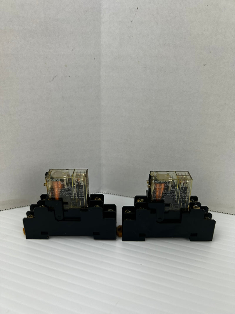 Omron G2R-2-SND Relay 24VDC 5A With Base - Lot of 2