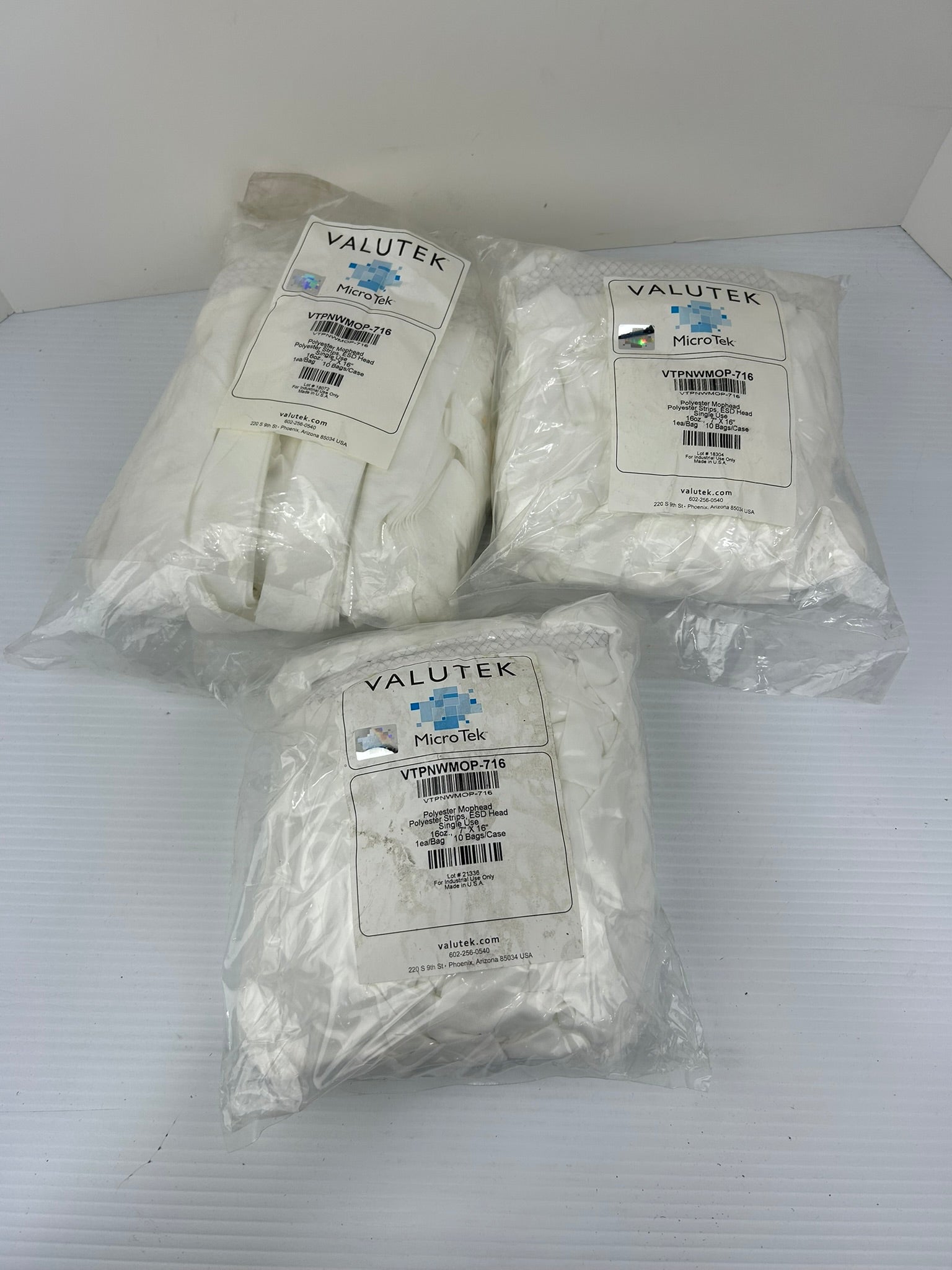 Valutek MicroTek VTPNWMOP-716 Polyester Mophead 7" x 16" - Lot of 3 Mop Heads