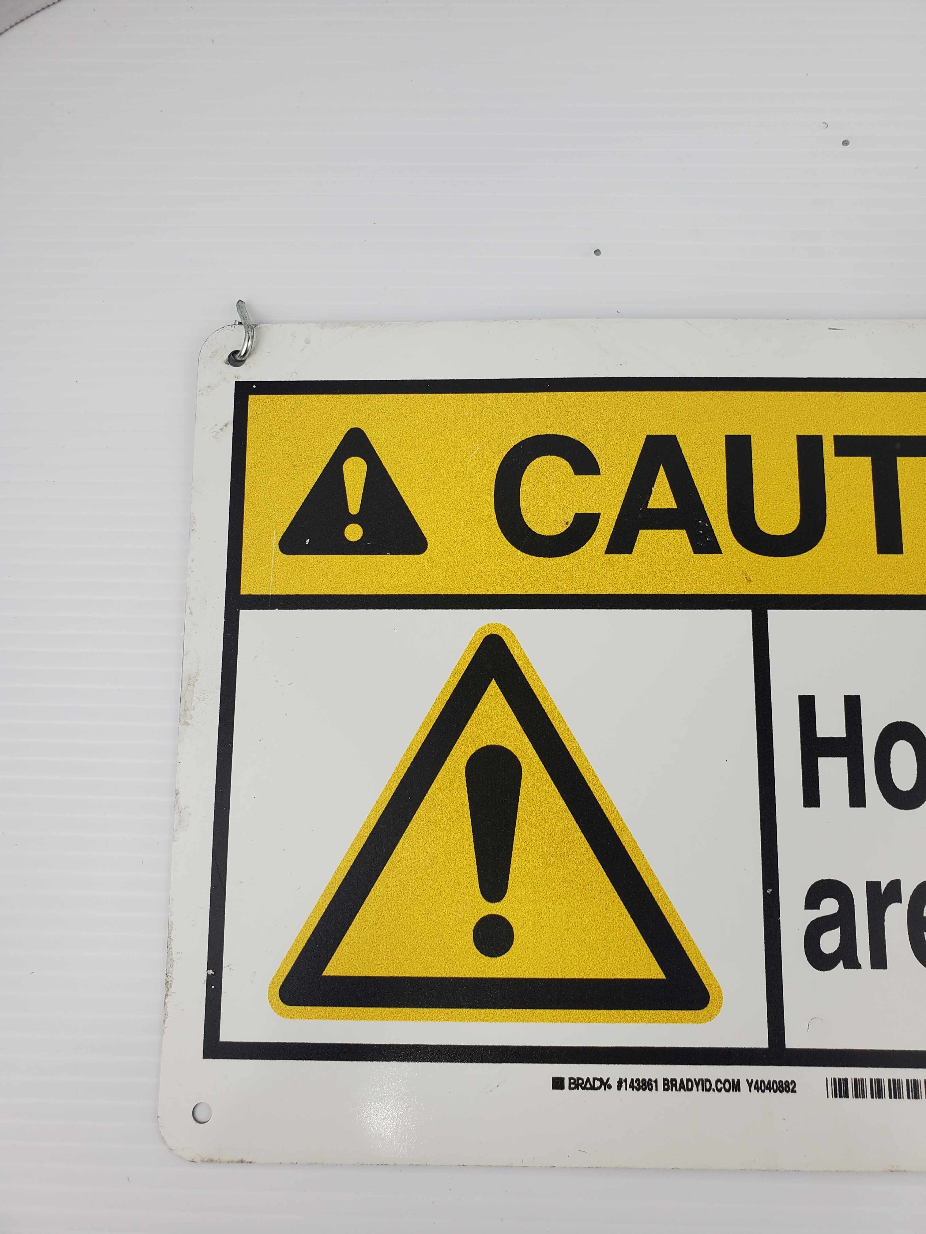 Metal Hanging Sign - CAUTION - HOT WORK AREA - Lot of 2 Signs