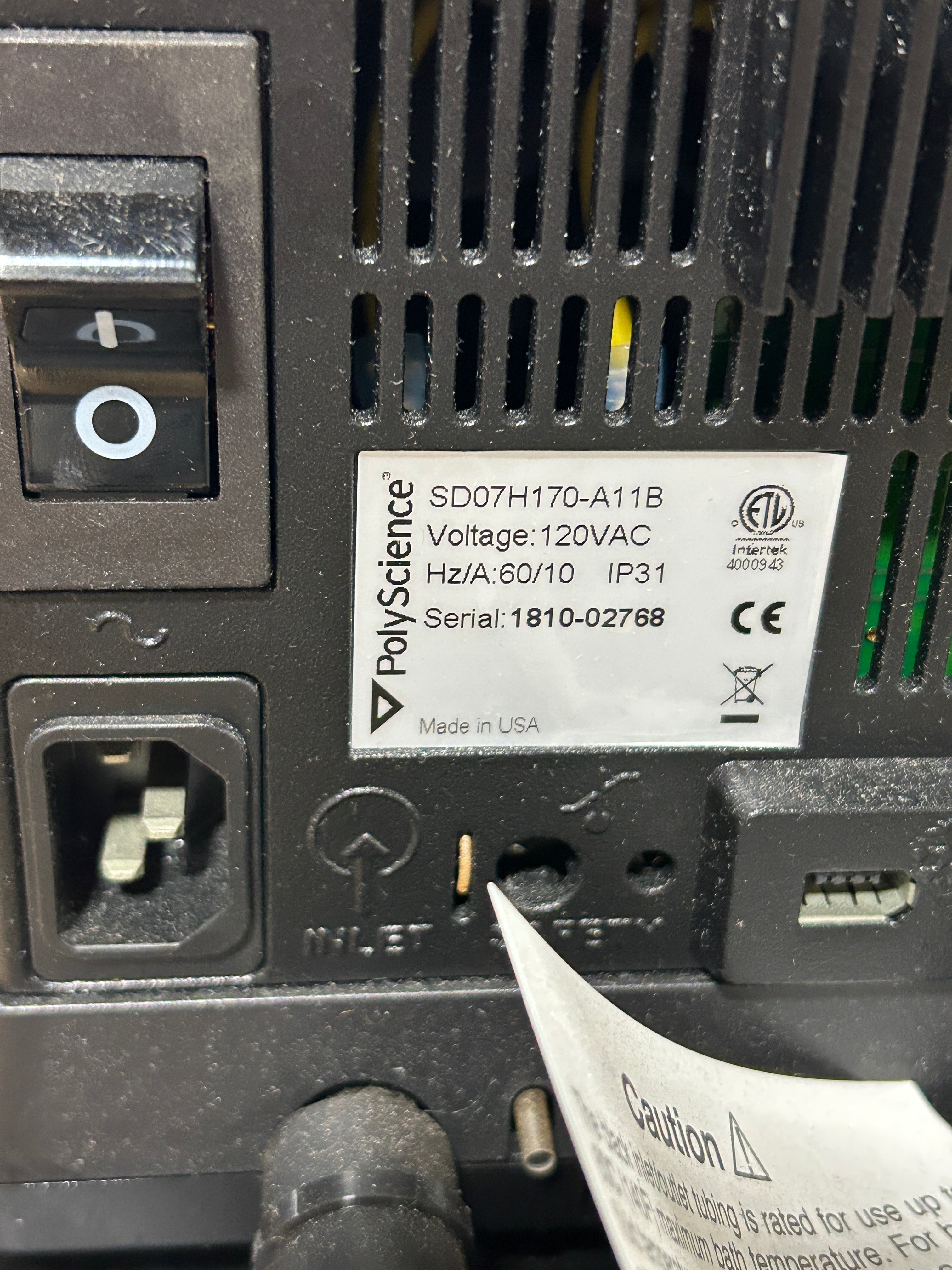 PolyScience SD07H170-A11B Heated Circulating Bath Chiller 120VAC 10A 1/4" NPT