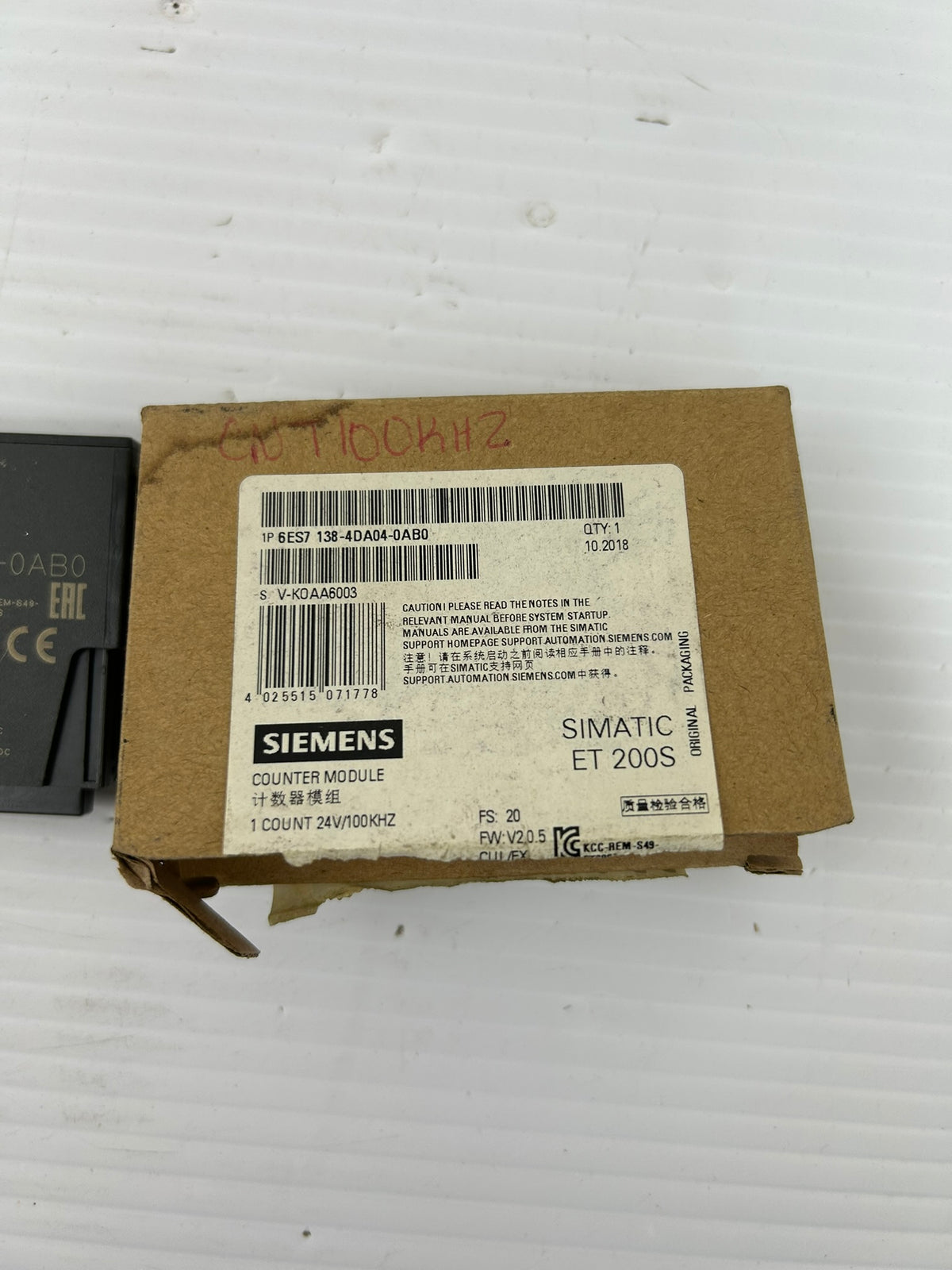 Siemens 6ES7 138-4DA04-0AB0 SIMATIC ET 200S 24V 100kHz Counter Module