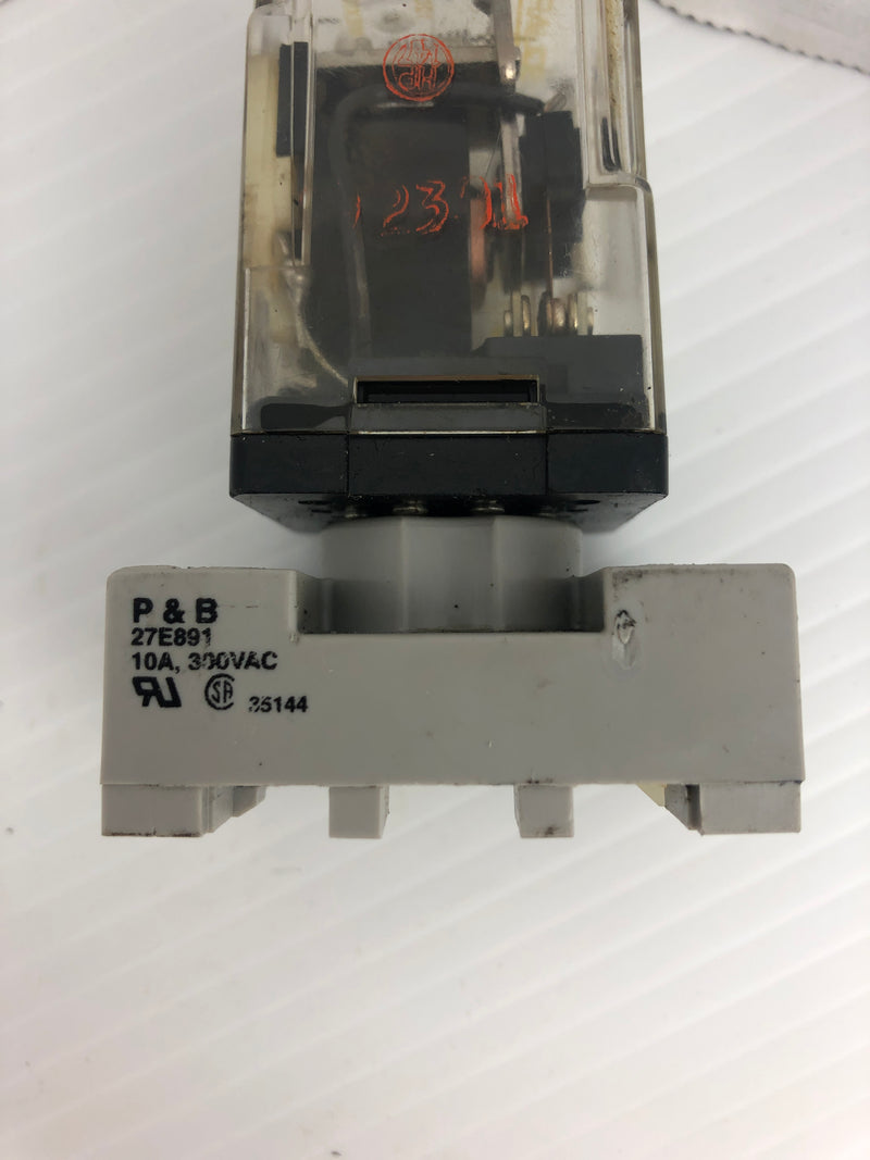 Square D 8501 Relay Ser. D 120V 50/60Hz With P&B 27E891 Base 300VAC 10A