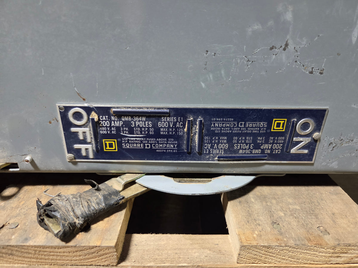 Square D QMB-364W Fusible Panelboard Switch QMB364W Disconnect 200A 3P 600VAC