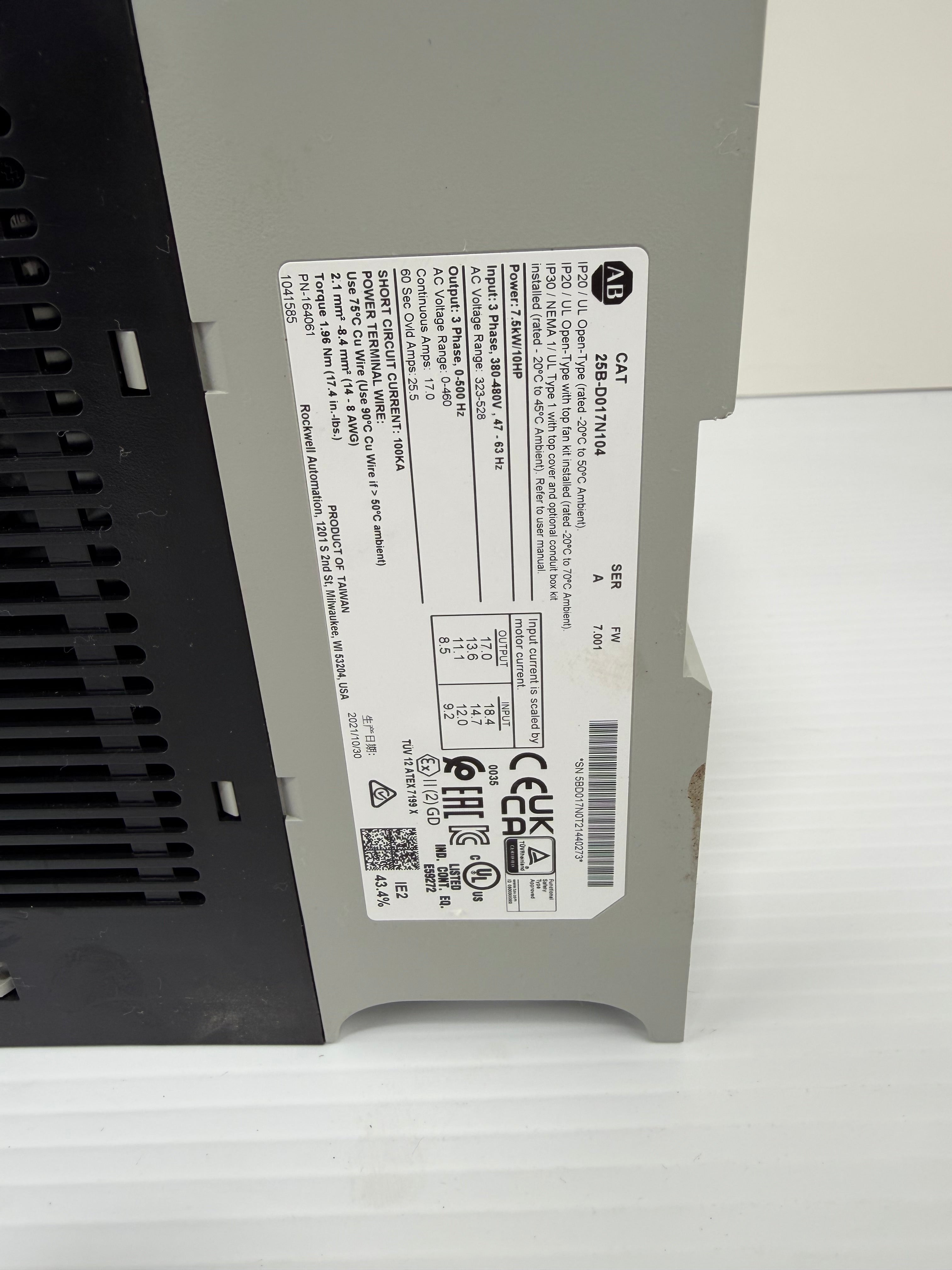 Allen Bradley PowerFlex 525 25B-D017N104 AC Drive