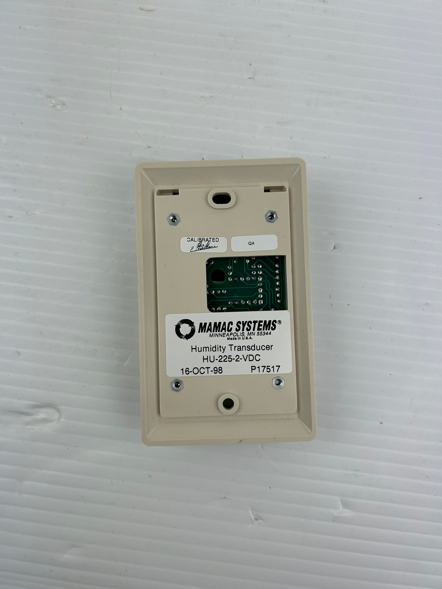 Mamac Systems HU-225-2-VDC Humidity Transducer P17517