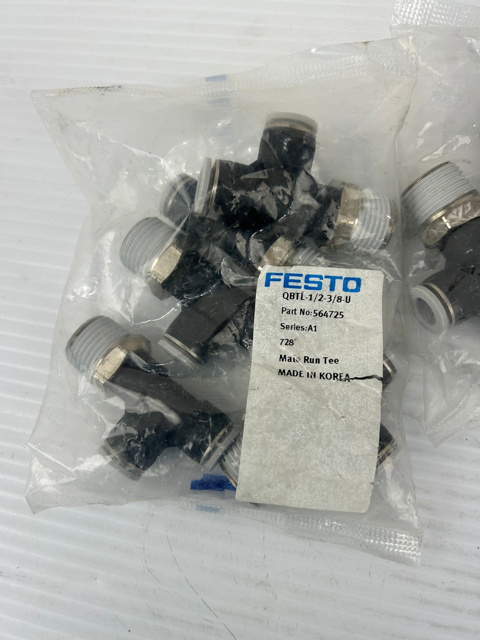 Festo QBTL-1/2-3/8-U Fitting 564725 Series A1 Male Run Tee - Lot of 10