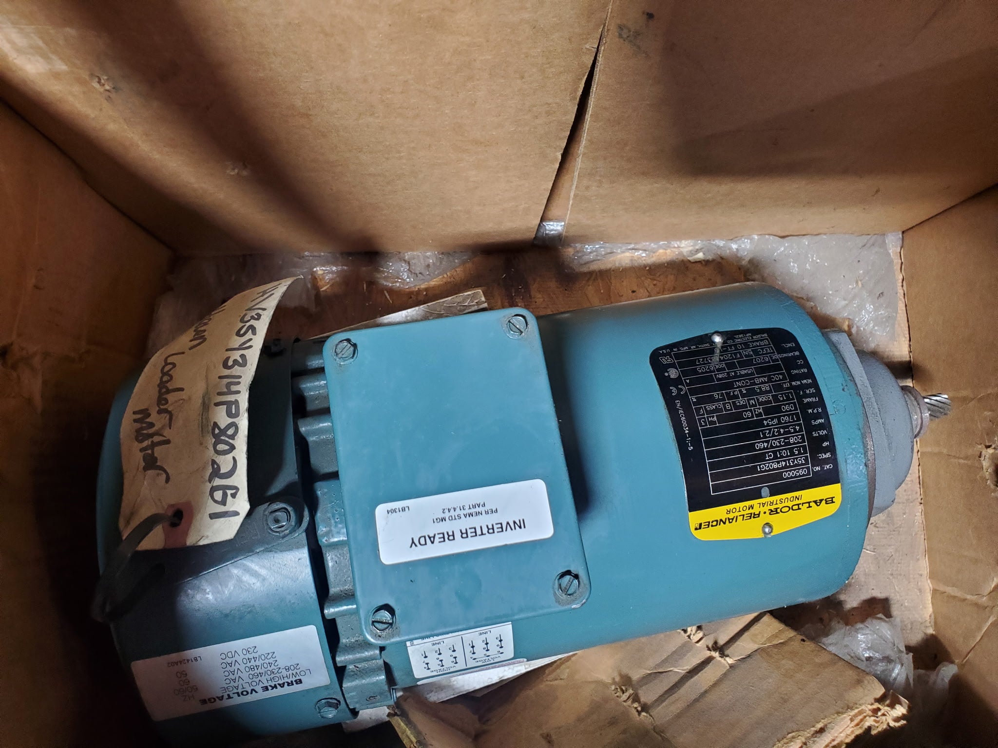 Baldor Reliance 095000 1.5HP 3PH Industrial Electric Motor 208-230/460V 1760RPM