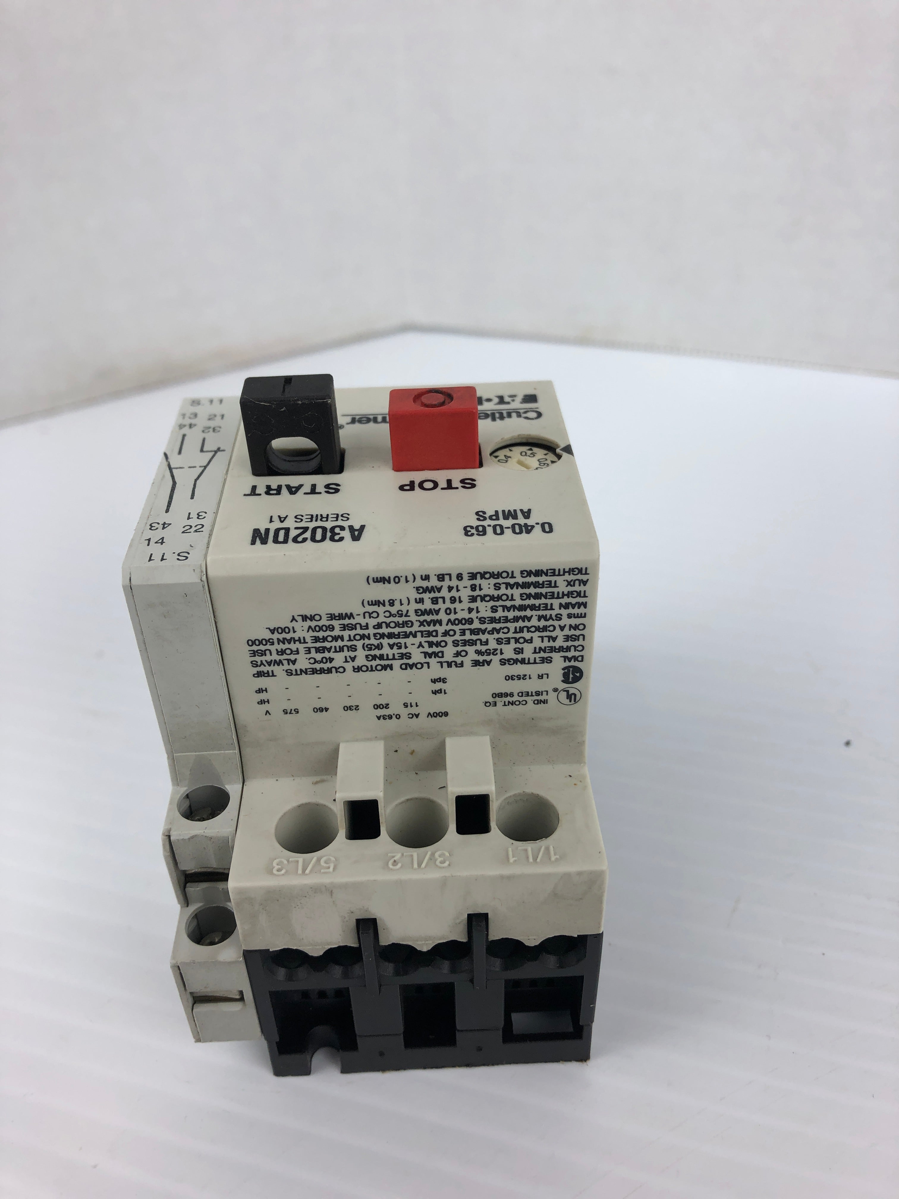 Cutler Hammer A302DN Motor Starter C320MSC3 Series A1 600V 0.40-0.63A