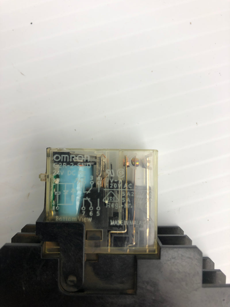 Omron G2R-2-SND Relay 24V with 20Z5C Base 250V 5A