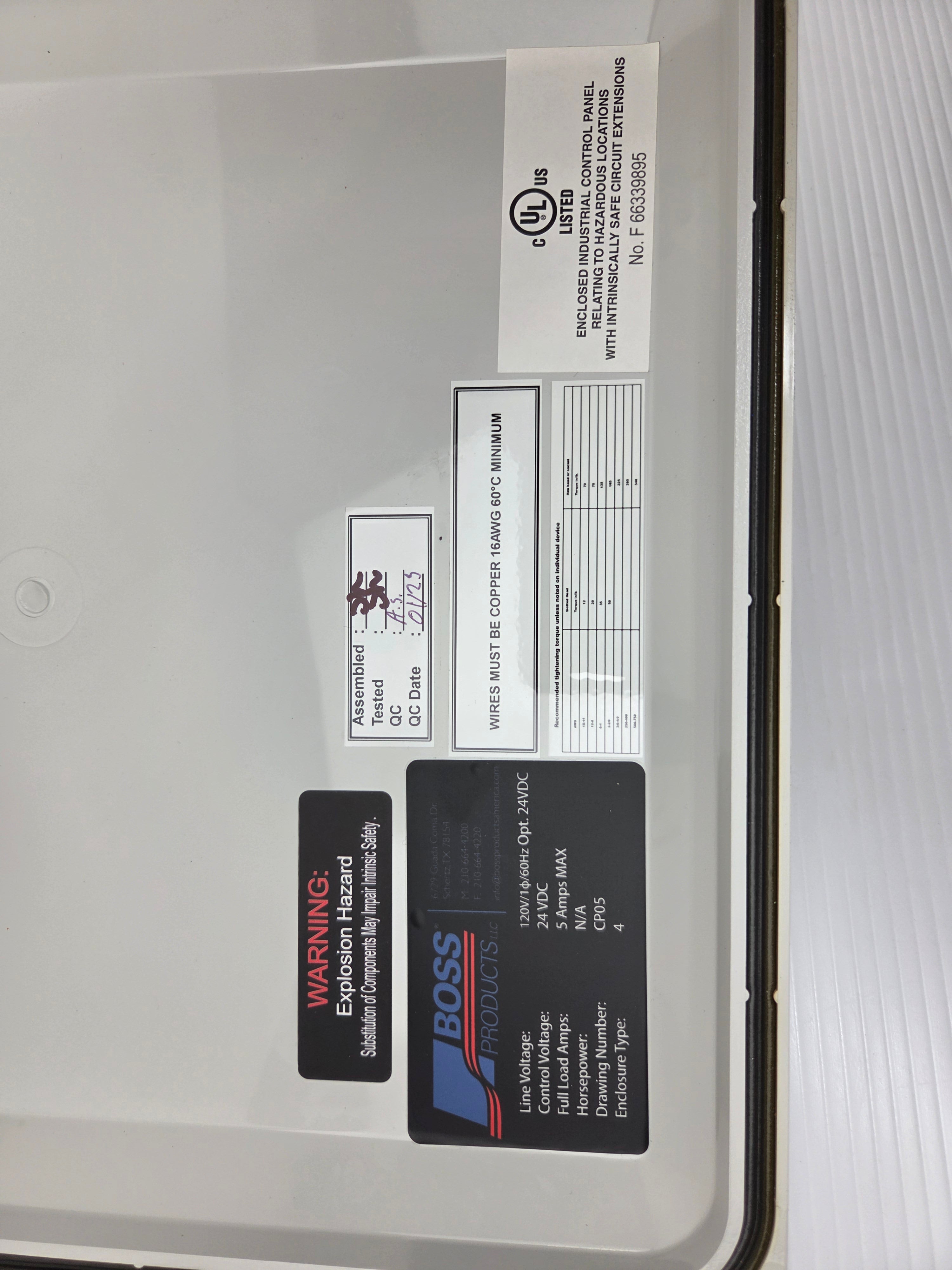 Boss Products CP05 NRV Explosion Isolation Control Panel Siemens LOGO! 8.3 PLC