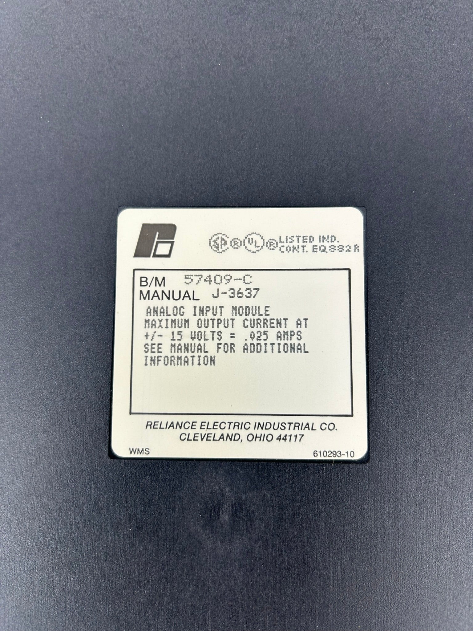 Reliance Electric 57C409 Isolated Control A/D Analog Input Module 57409-C J-3637