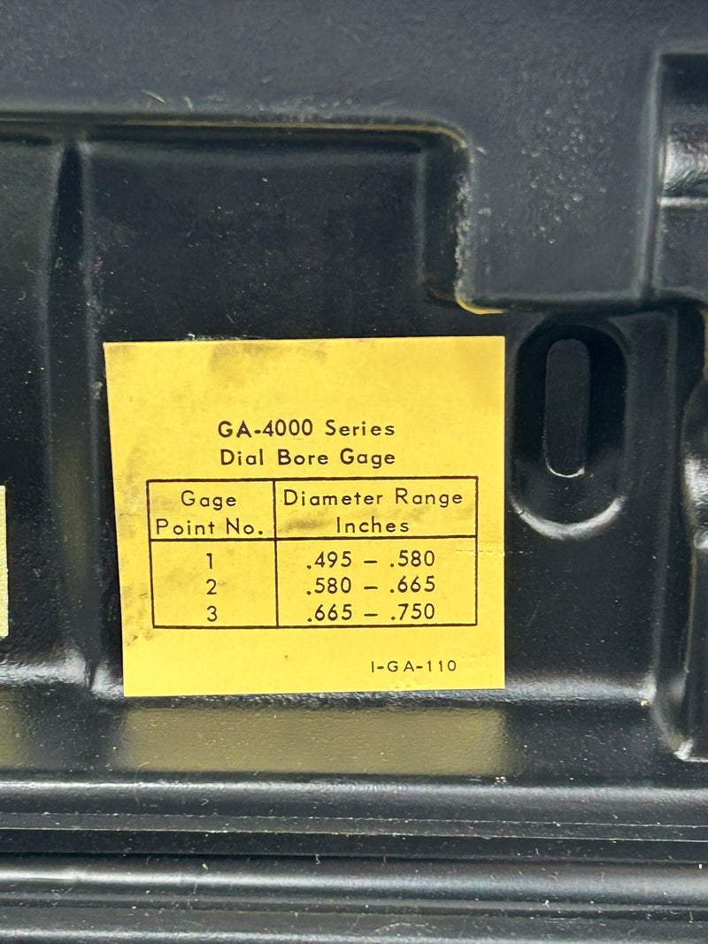 Sunnen GA-4000 Series Dial Bore Gauge I-GA-110 Range 0.495-0.75"