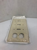 Leviton P38-T Ivory Three Toggle / One Duplex Combo Wall Plate - Lot of 2