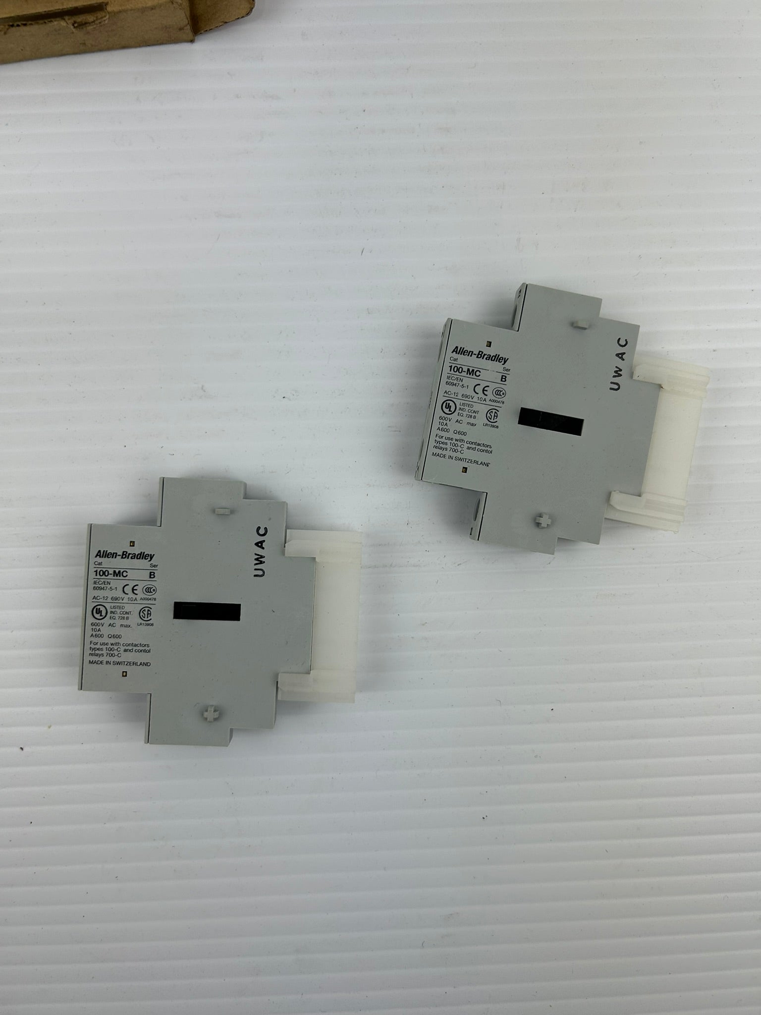 Allen Bradley 100-MCA02 Auxiliary Contact Block Series B - Lot of 2