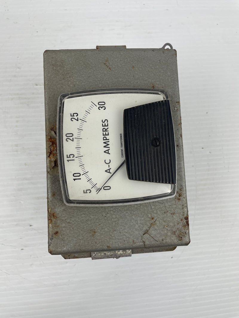 AC Amperes 0-30 Panel Meter with Electrical Box