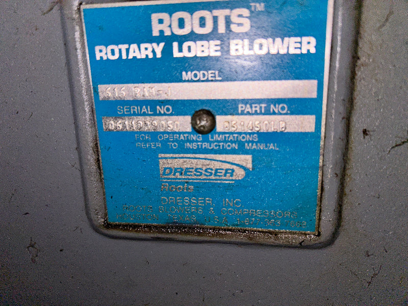 Dresser Roots EasyAir 8000 Vacuum Pump 616 RAM-J Rotary Lobe Blower