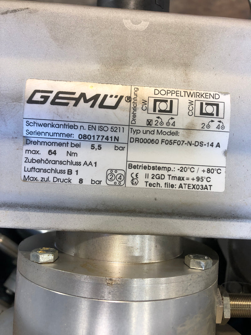 Gemu Pneumatic Valve Actuator DR00060 F05F07-N-DS-14A with Hydac Accumulator