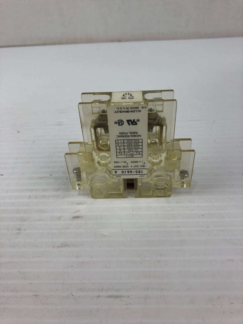 Allen-Bradley 195-GA10 Auxiliary Contact Block Series A - Lot of 2