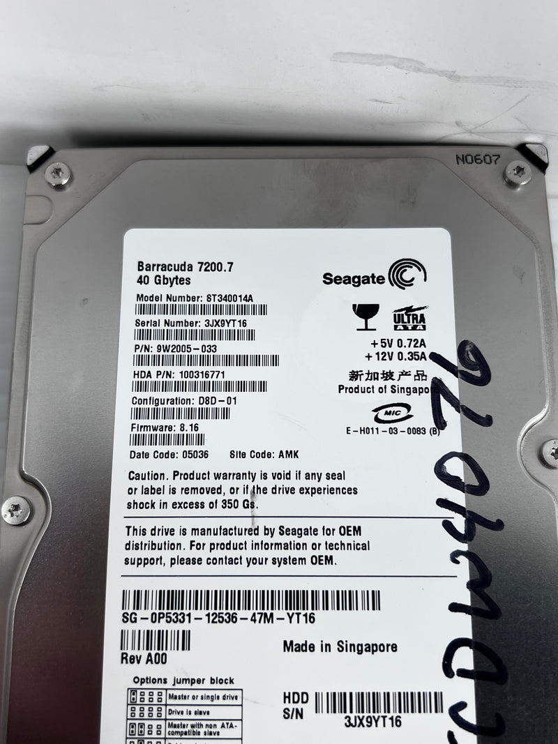 Seagate ST340014A Barracuda Hard Disk Drive 7200.7 40 Gbytes Rev A00