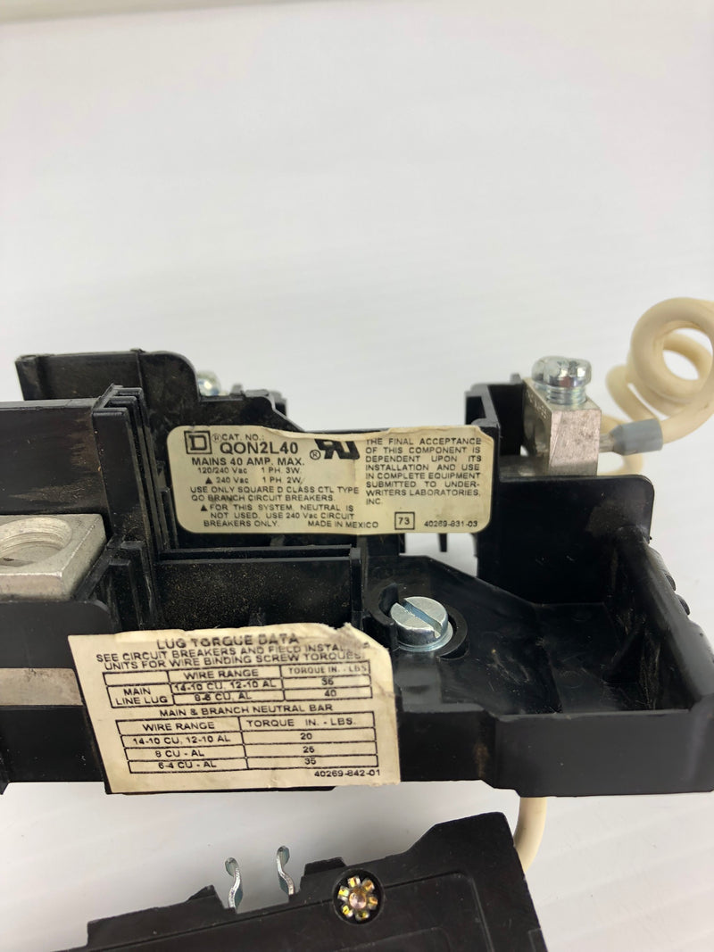 Square D Circuit Breaker with Mounting Base QON2L40 Type QO AD-862