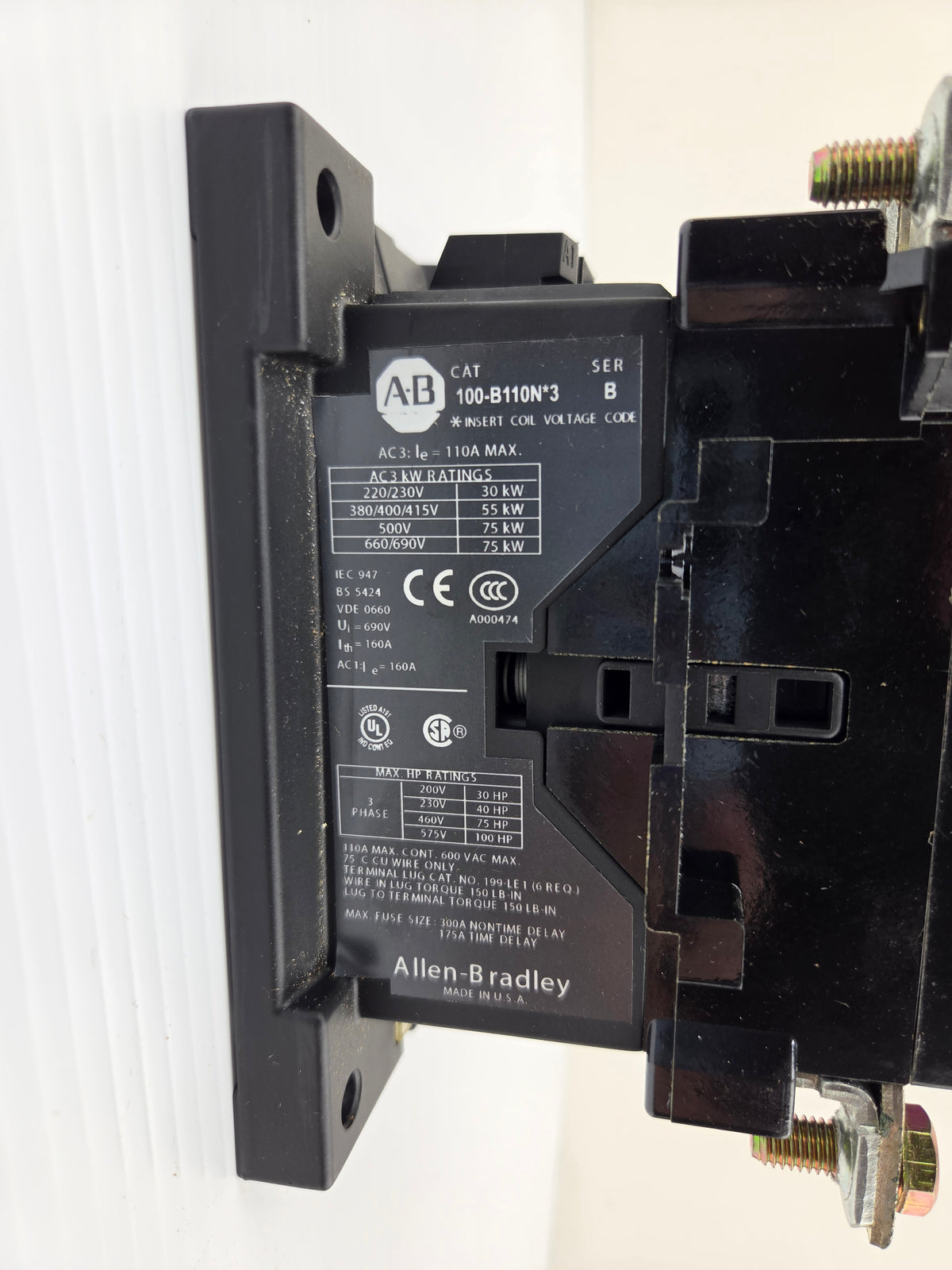 Allen-Bradley 100-B110N*3 Contactor Series B 110A 600V 3P New - Ships From USA