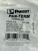 Panduit FTD78-12-D Pan-Term Black Covered Ferrules - Bag of 500