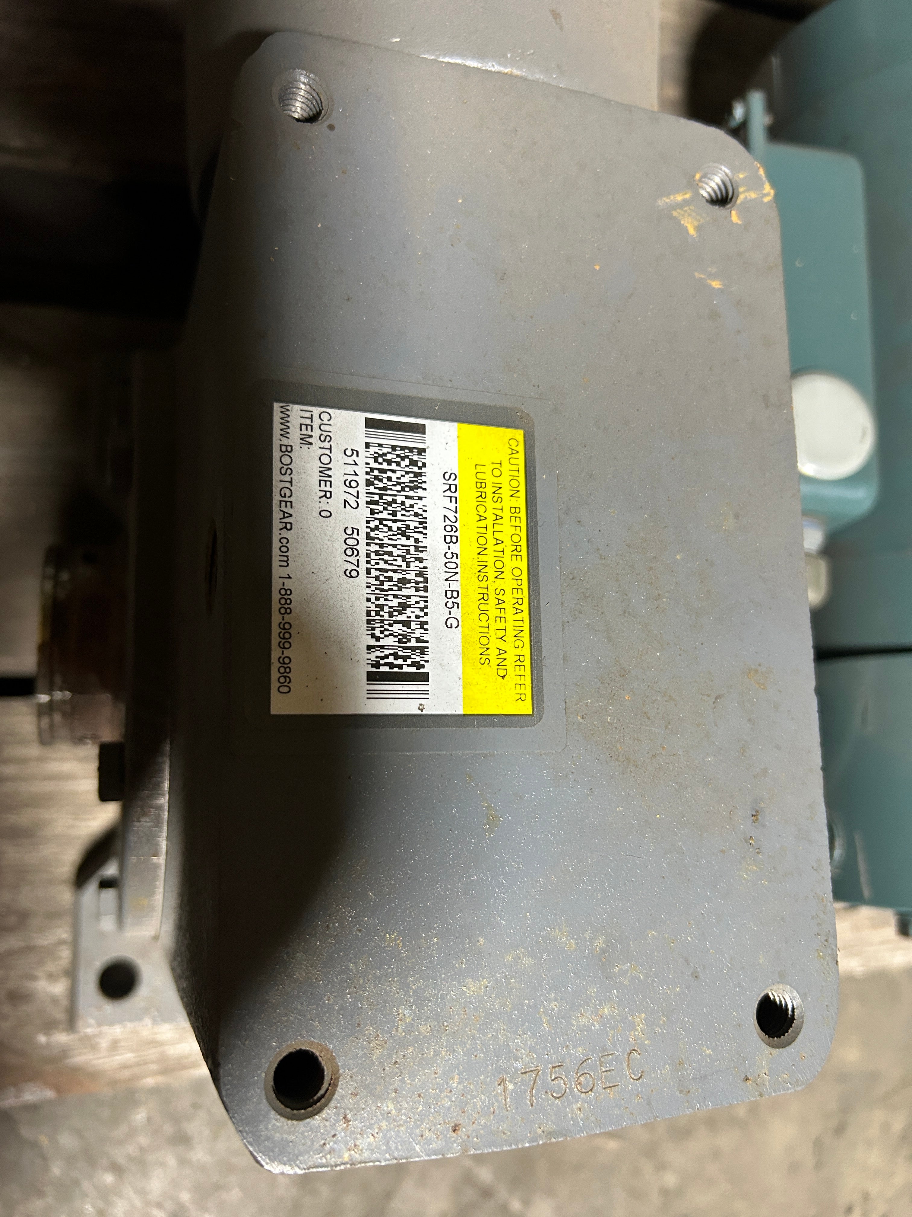 Boston Gear SRF726B-50N-B5-G Speed Reducer Ratio 50:1 1.04HP