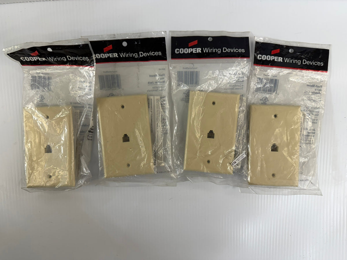 Cooper Wiring Flush Mount Voice Modular Jack 3532-4V - Lot of 4