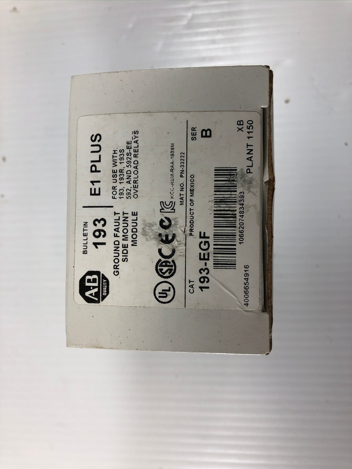Allen-Bradley 193-EGF Series B E1 Plus Ground Fault Side Mount Module - US Ship