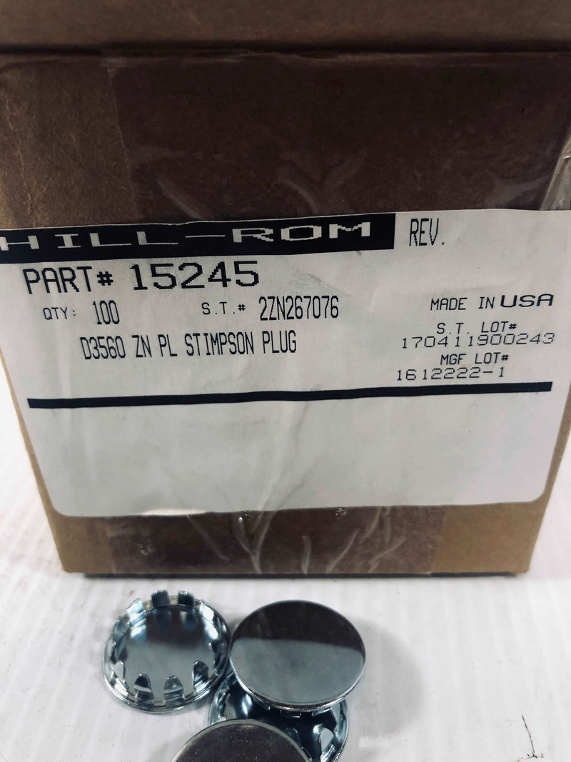 15245 Hole Plug Stimpson ZN PL D3560 Box of 100