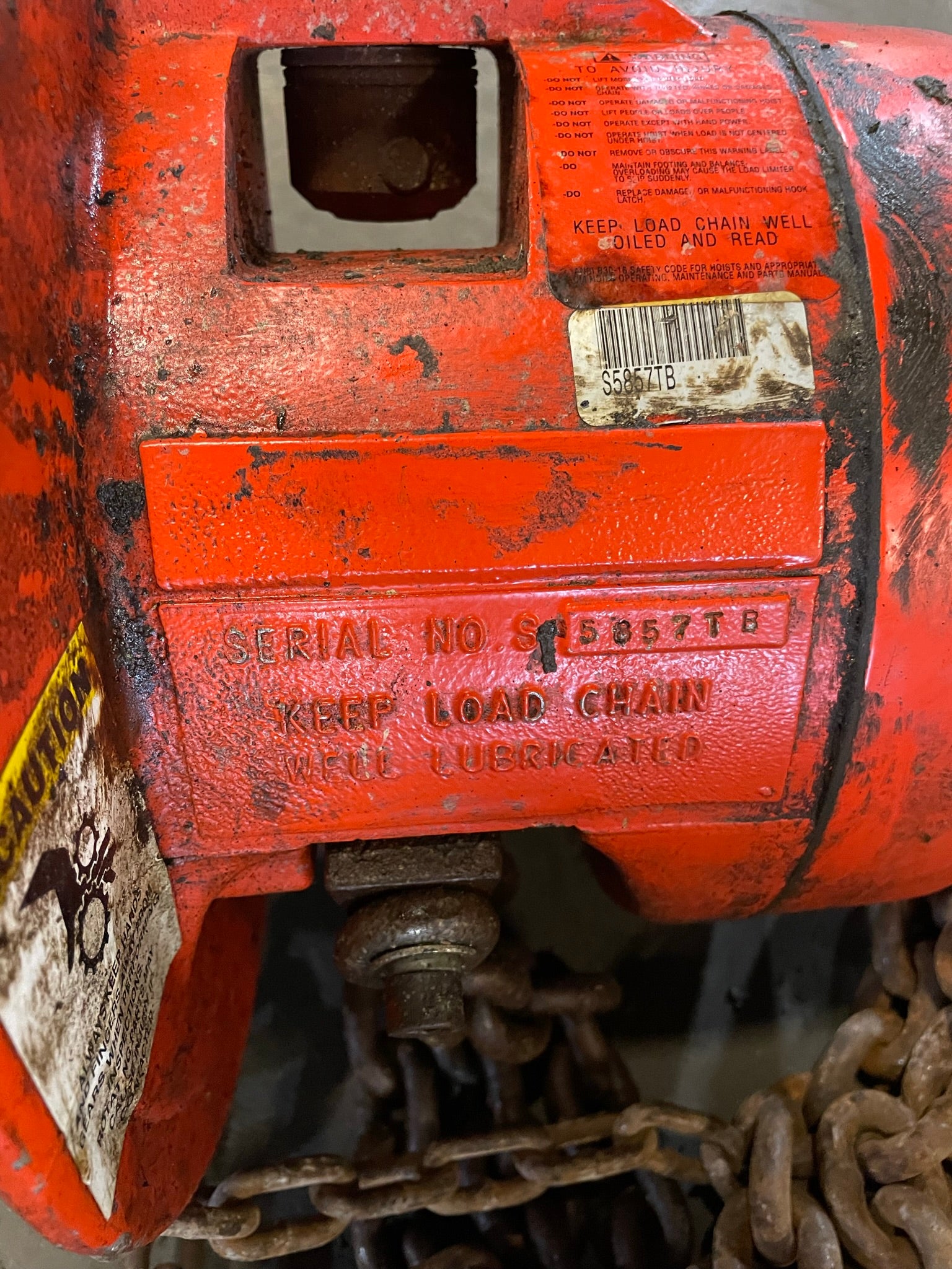 CM Cyclone 2 Ton Manual Chain Fall Hoist with Load Limiter S5857TB