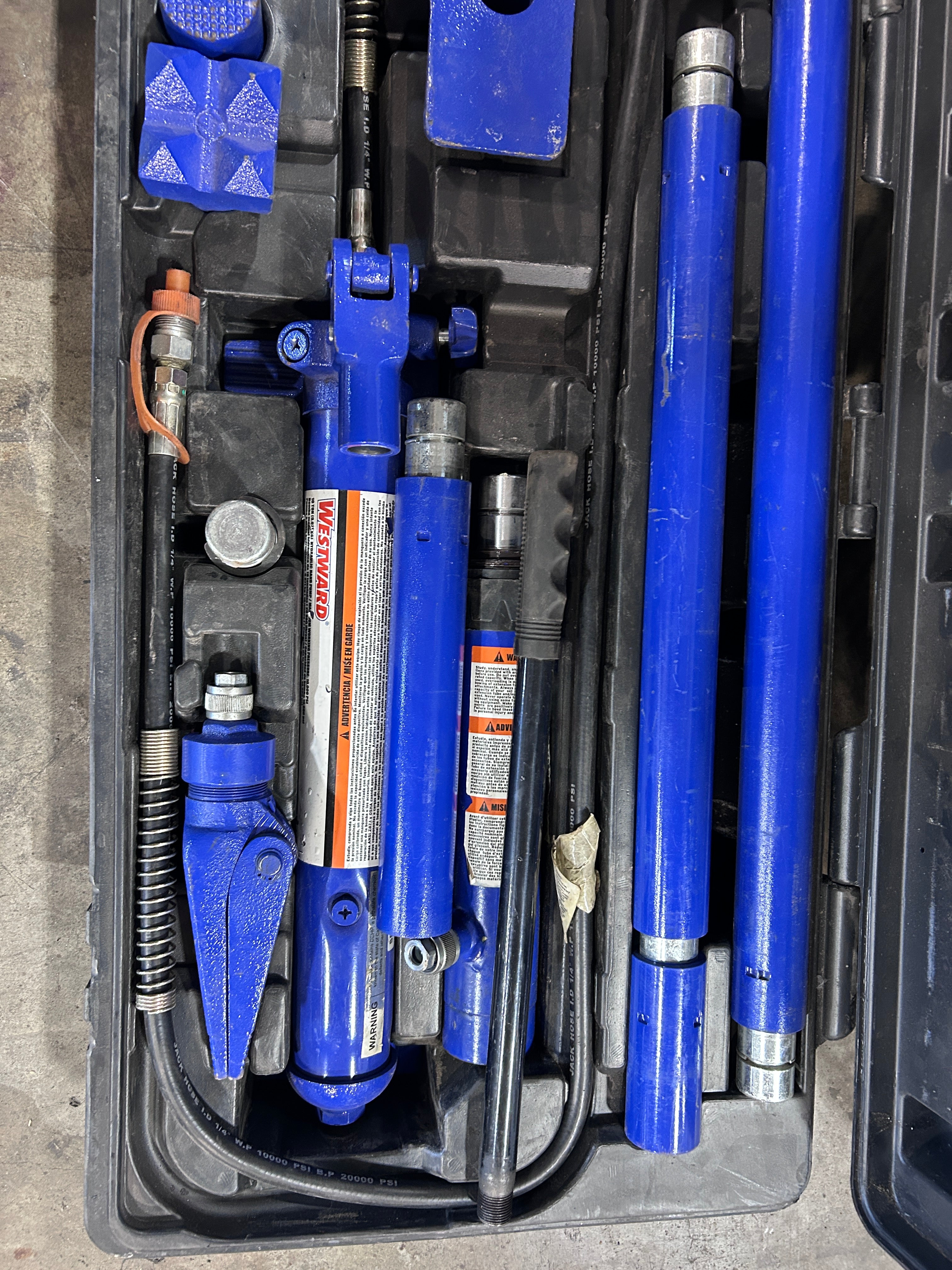 Westward 10 Ton Hydraulic Porta Power Kit Body Frame Repair Ram Jack Set w/ Case