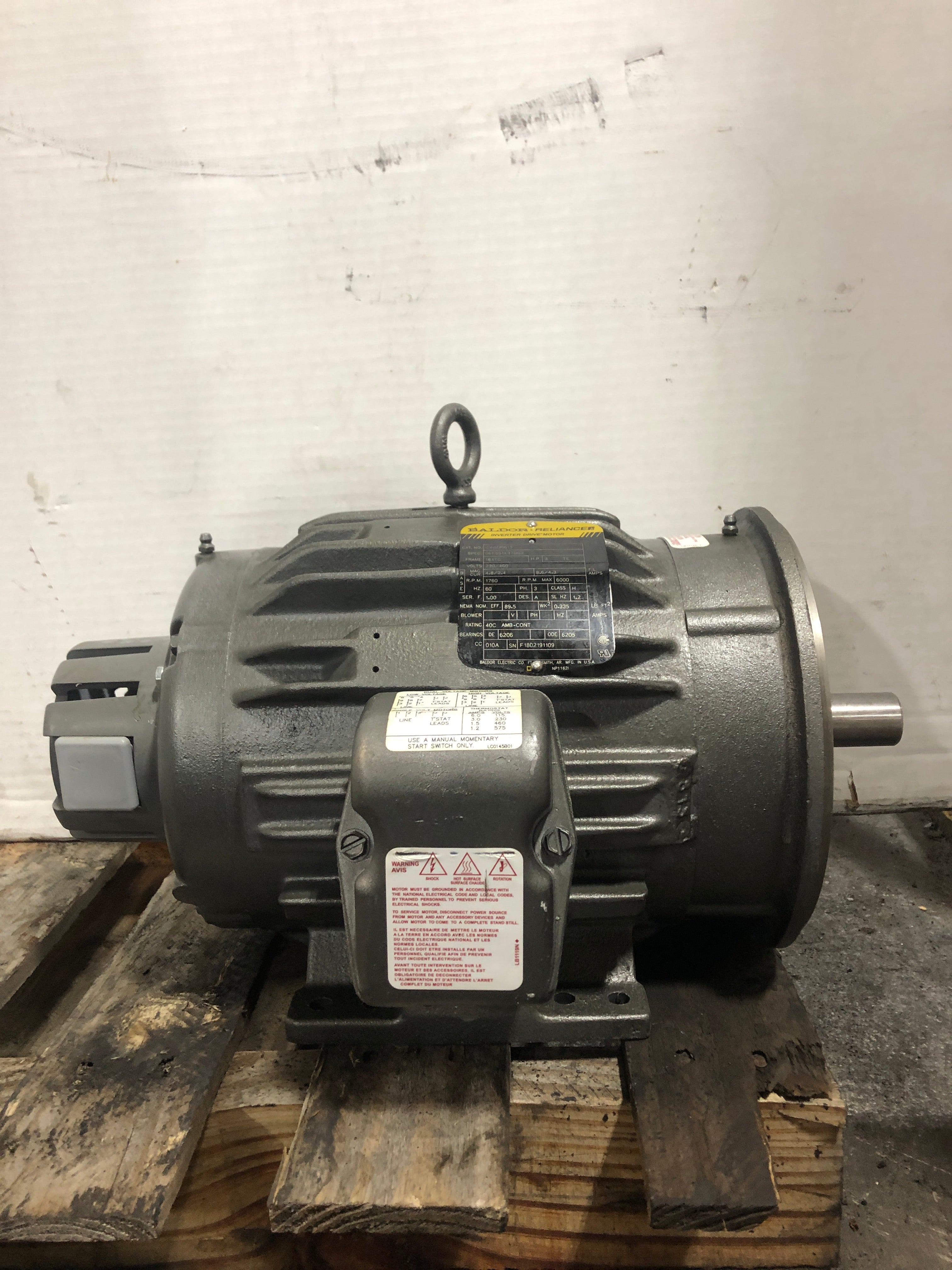 Baldor Reliance IDNM3661T Inverted Drive Motor 3 HP 1760 RPM 184TC