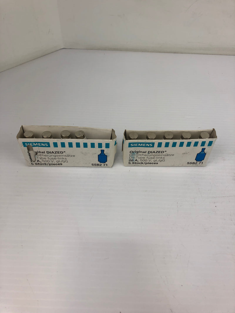 Siemens 5SB271 Ceramic Bottle Fuse 20A 500V 5SB2 71 - Lot of 9