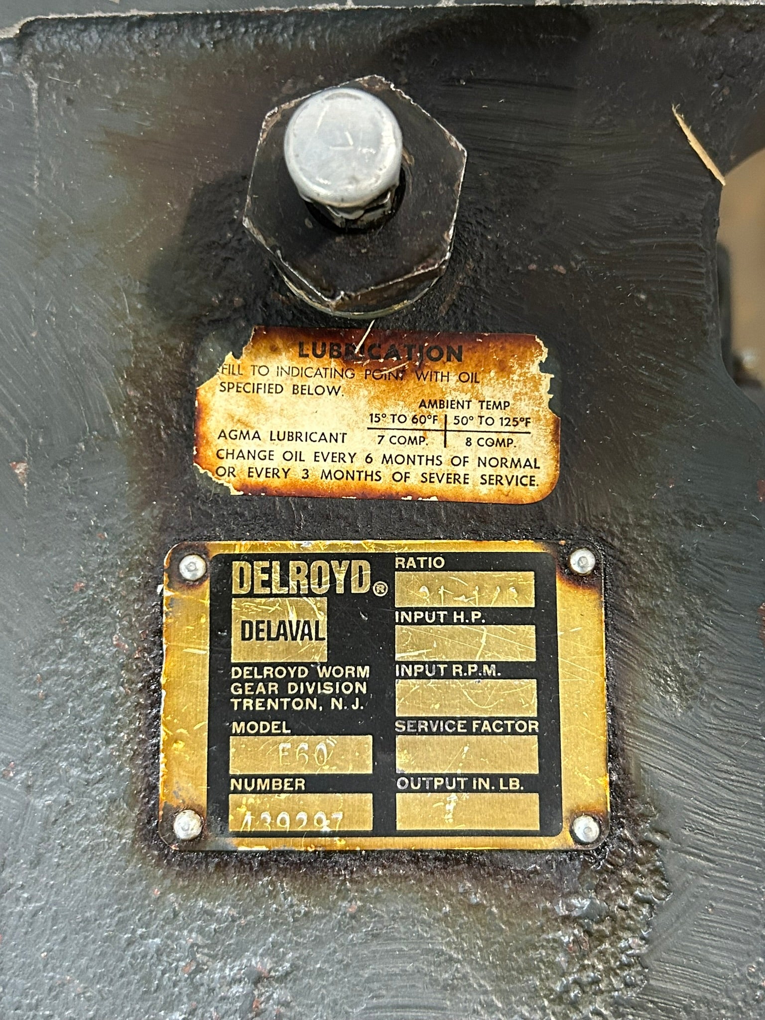 Delroyd E60 Gear Reducer 439297 - Shaft Length 4-1/2" x Shaft Diameter 2"