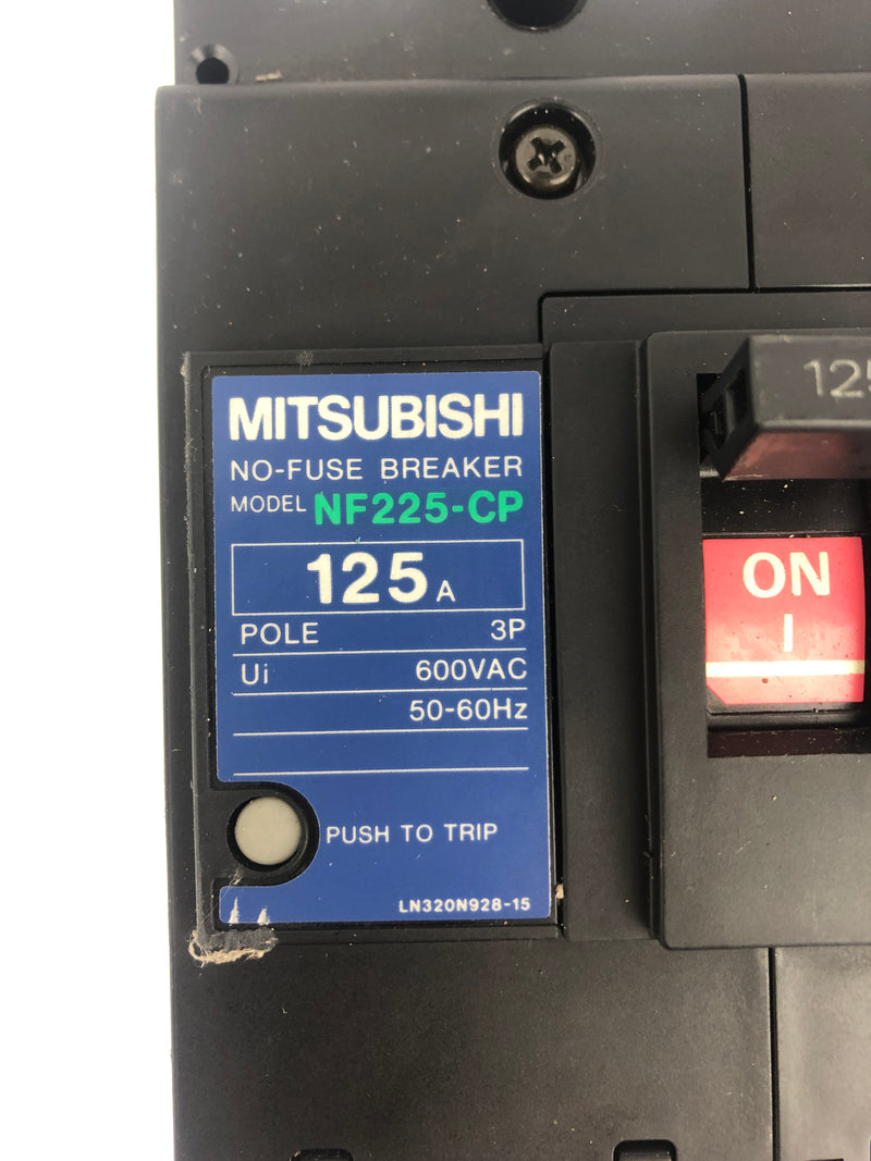 Mitsubishi NF225-CP No-Fuse Breaker 600VAC 125A 3P 50/60Hz