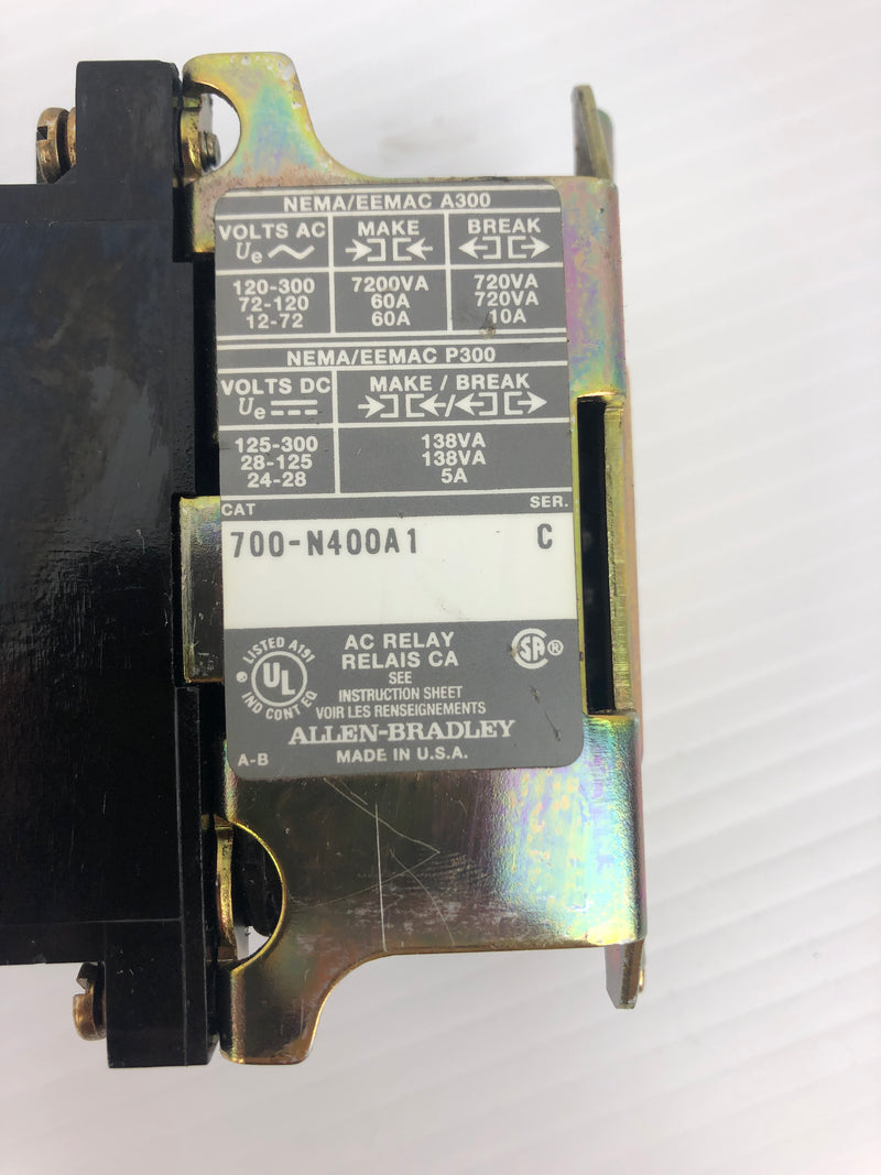 Allen-Bradley 700-N400A1 AC Relay Series C Type N Bulletin 700