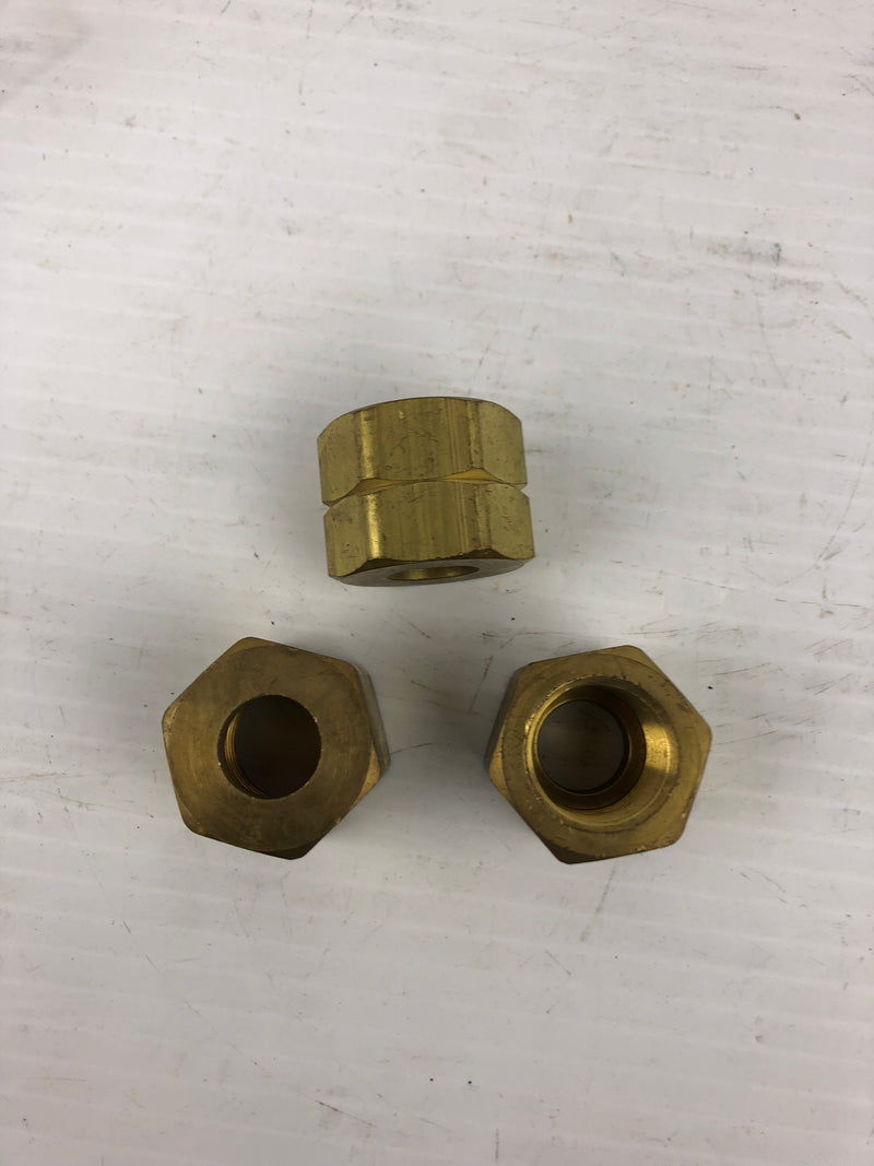7/8" Brass Hex Nuts - Lot of 3